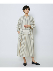 【MOGA Collection】【Lサイズ】MOGA Collection　レーヨンポリストライプワンピース 詳細画像 ホワイト×ブラック 18