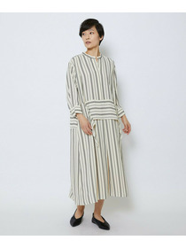 【MOGA Collection】【Lサイズ】MOGA Collection　レーヨンポリストライプワンピース 詳細画像 ホワイト×ブラック 23