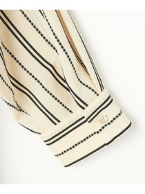 【MOGA Collection】【Lサイズ】MOGA Collection　レーヨンポリストライプワンピース 詳細画像 ホワイト×ブラック 4