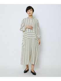 【MOGA Collection】【Lサイズ】MOGA Collection　レーヨンポリストライプワンピース 詳細画像 ホワイト×ブラック 8