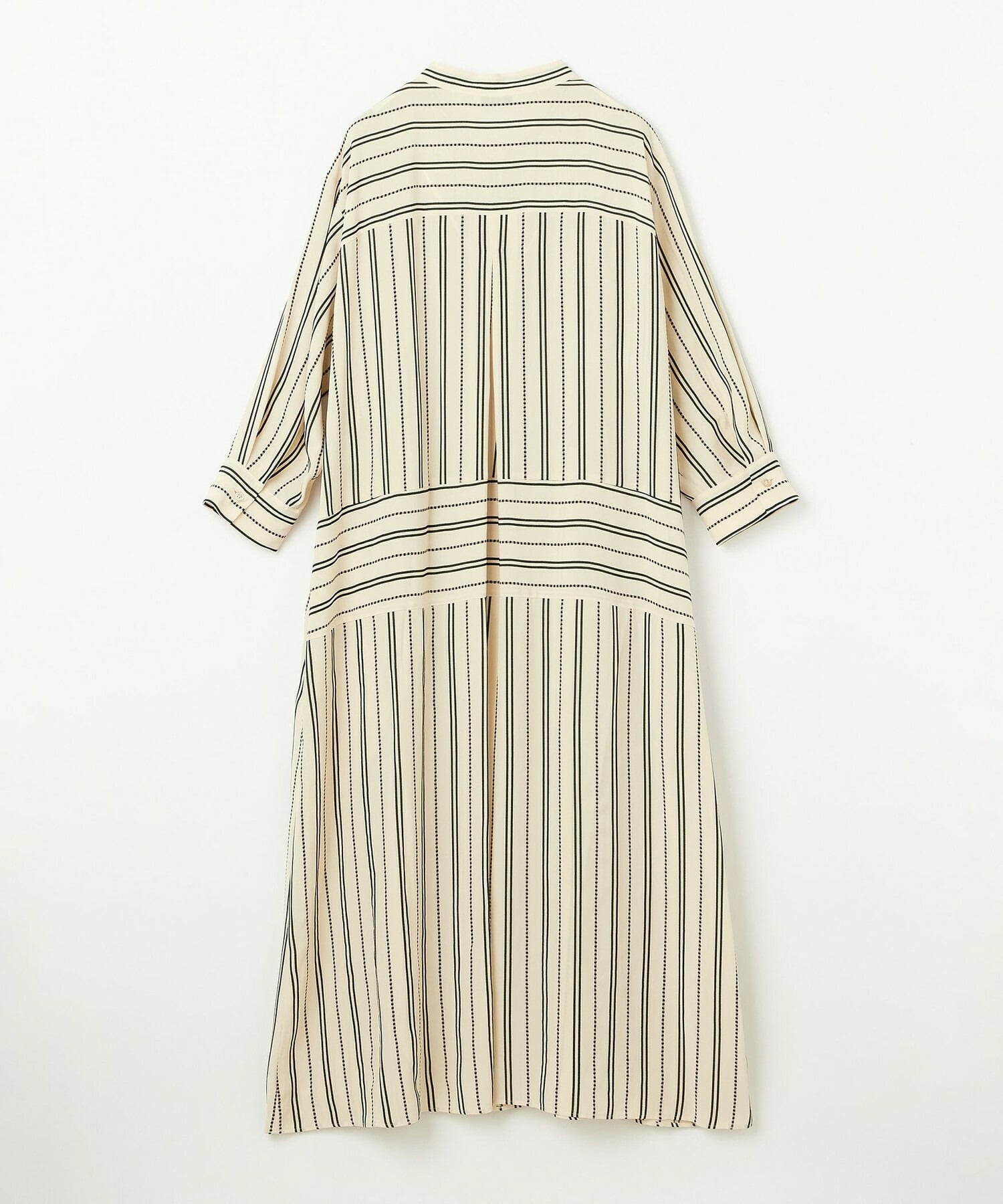 【MOGA Collection】【Lサイズ】MOGA Collection　レーヨンポリストライプワンピース 詳細画像 ホワイト×ブラック 1