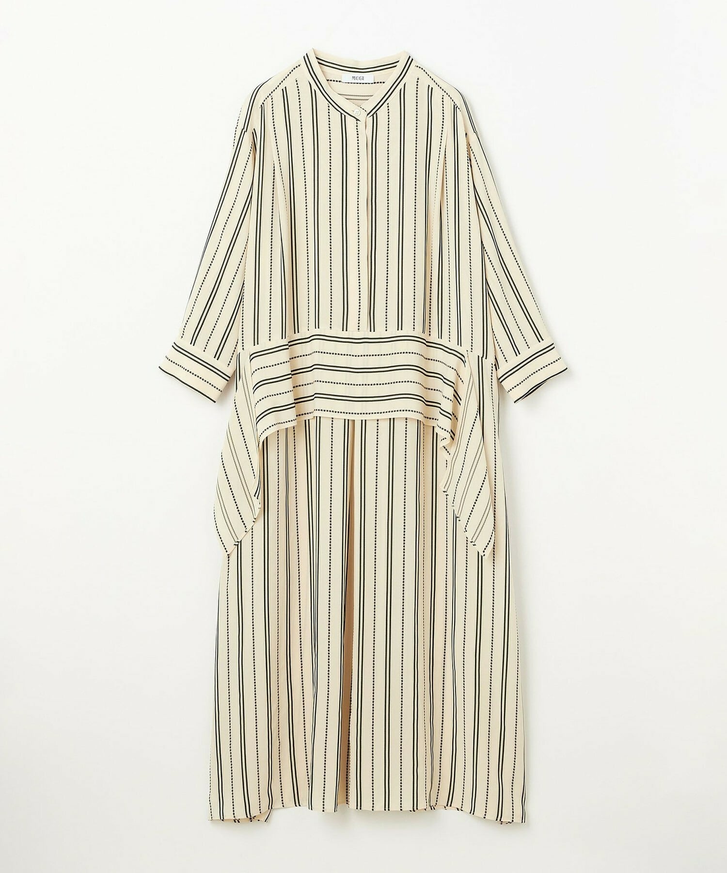 【MOGA Collection】【Lサイズ】MOGA Collection　レーヨンポリストライプワンピース 詳細画像 ホワイト×ブラック 1