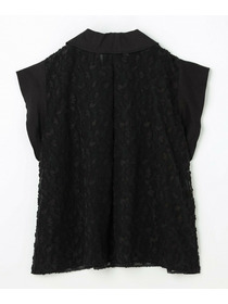 【MOGA Collection】【Lサイズ】MOGA Collection　フラワーカットジャガードブラウス 詳細画像 ブラック 1