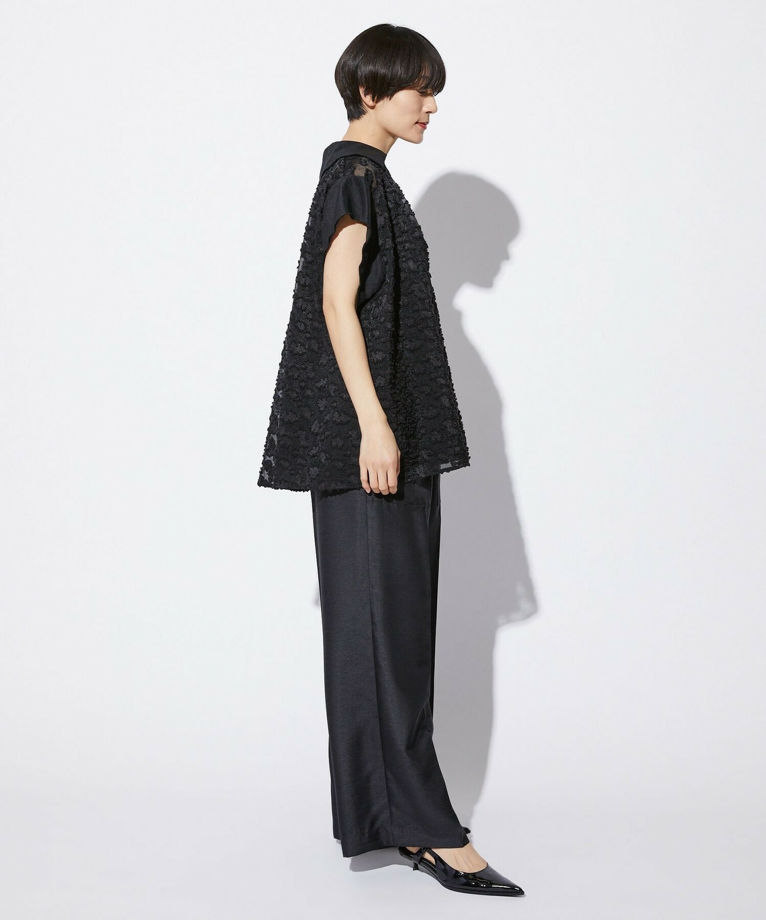 【MOGA Collection】【Lサイズ】MOGA Collection　フラワーカットジャガードブラウス 詳細画像 ブラック 18