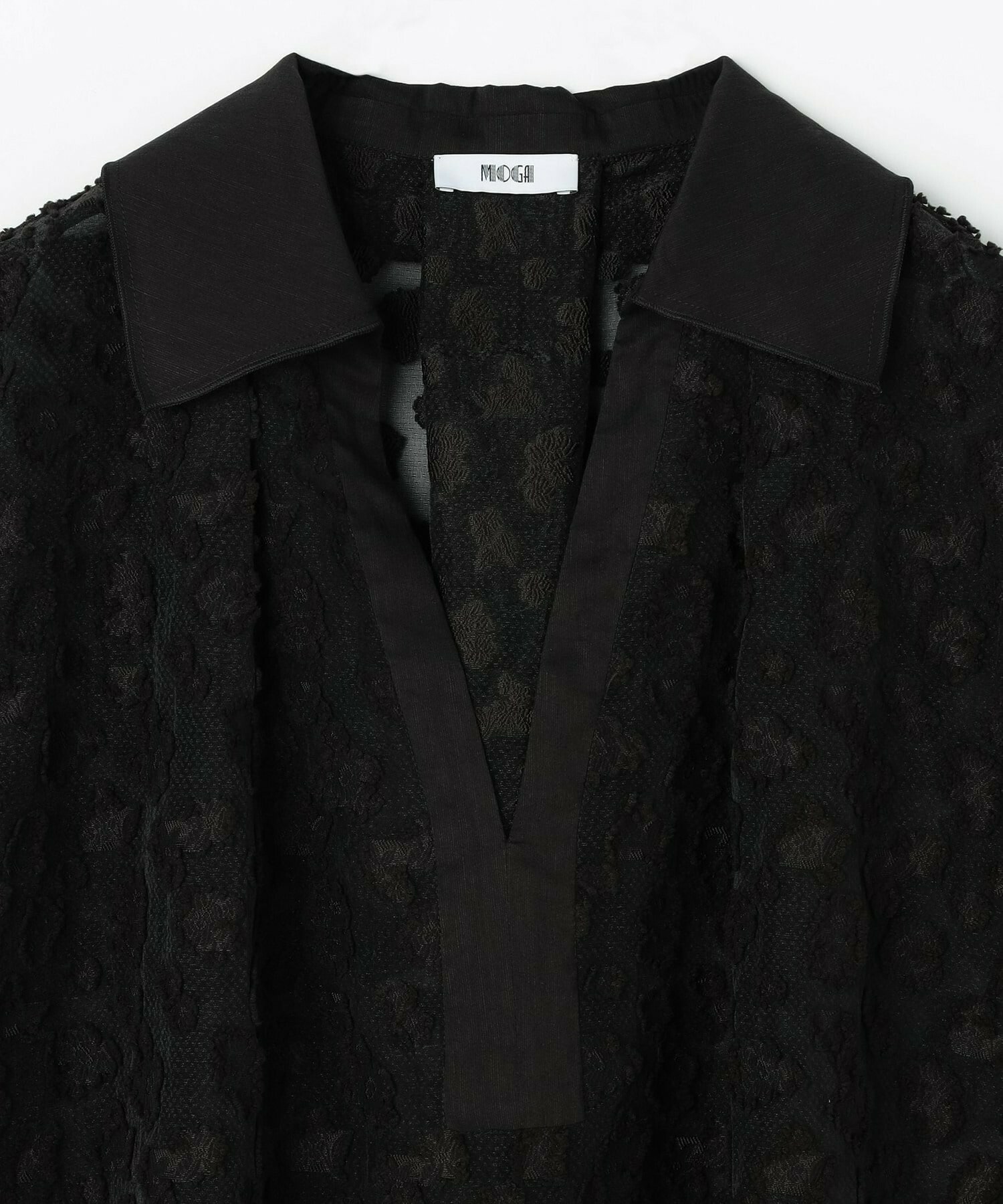 【MOGA Collection】【Lサイズ】MOGA Collection　フラワーカットジャガードブラウス 詳細画像 ブラック 2
