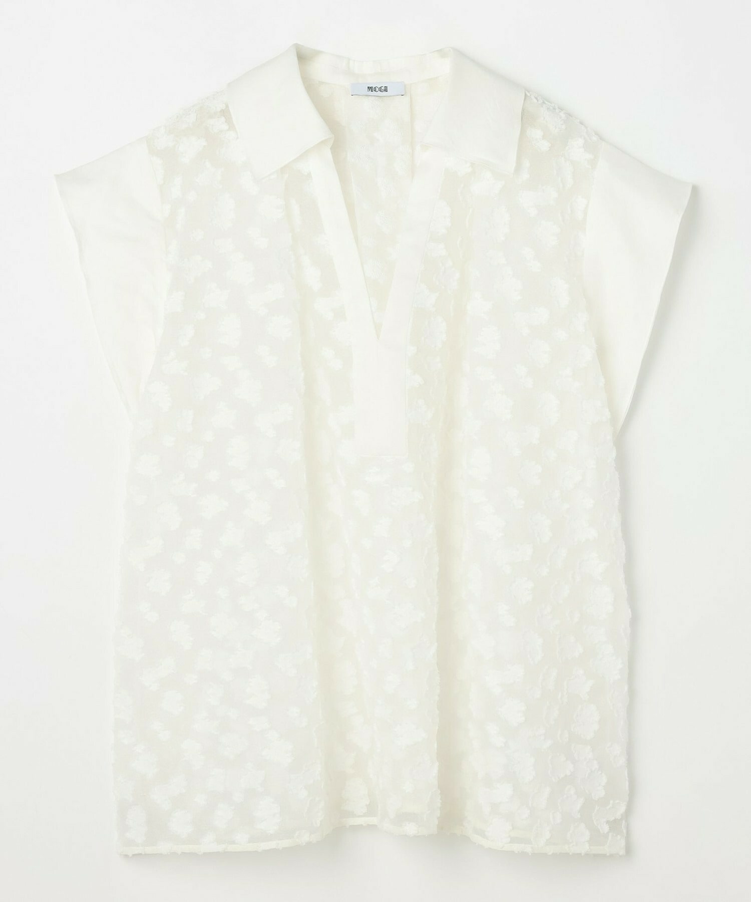 【MOGA Collection】【Lサイズ】MOGA Collection　フラワーカットジャガードブラウス 詳細画像 オフホワイト 1