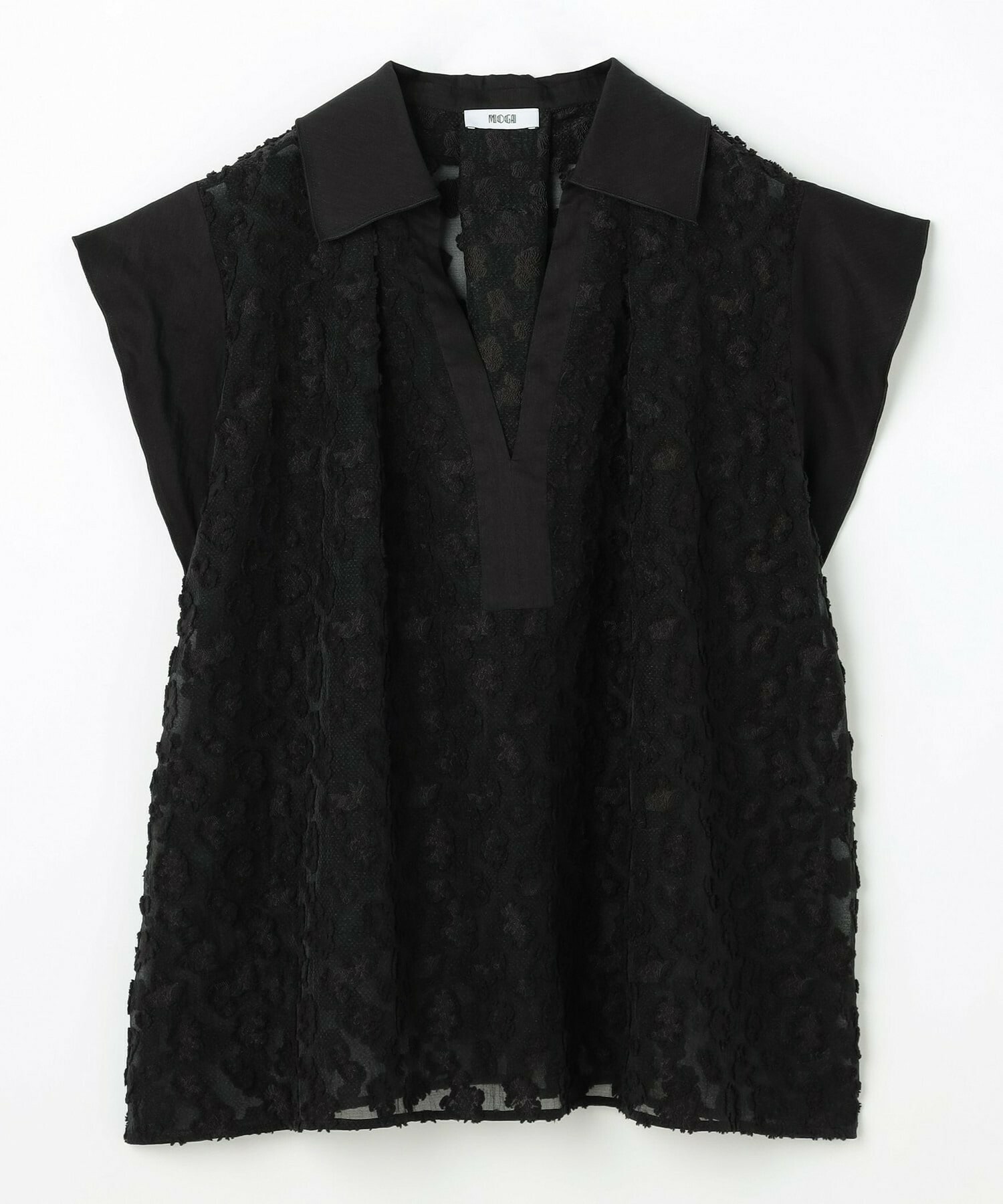 【MOGA Collection】【Lサイズ】MOGA Collection　フラワーカットジャガードブラウス 詳細画像 ブラック 1