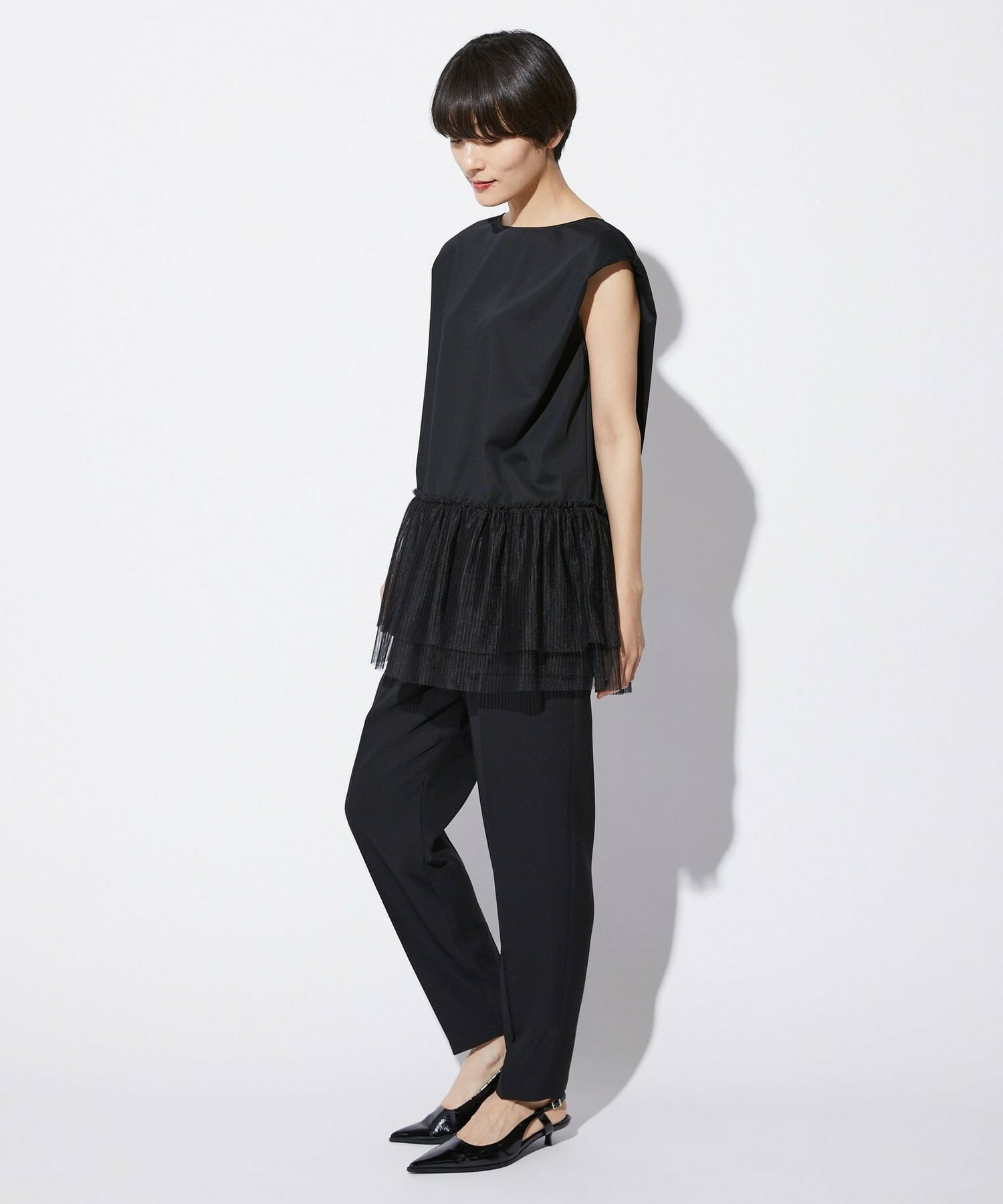 【MOGA Collection】【Lサイズ】MOGA Collection　コンパクトポンチフリルブラウス 詳細画像 ブラック 13