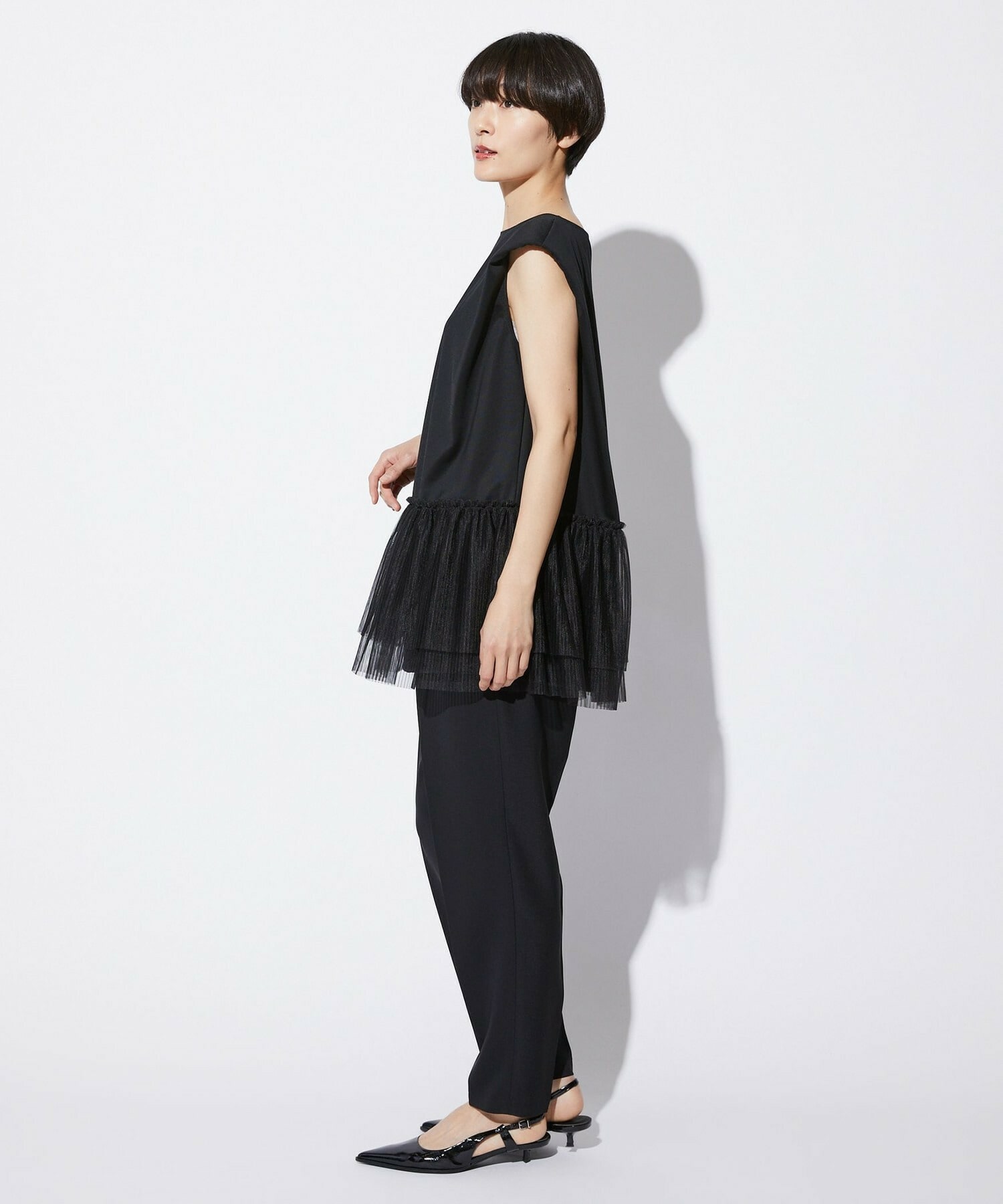 【MOGA Collection】【Lサイズ】MOGA Collection　コンパクトポンチフリルブラウス 詳細画像 ブラック 15