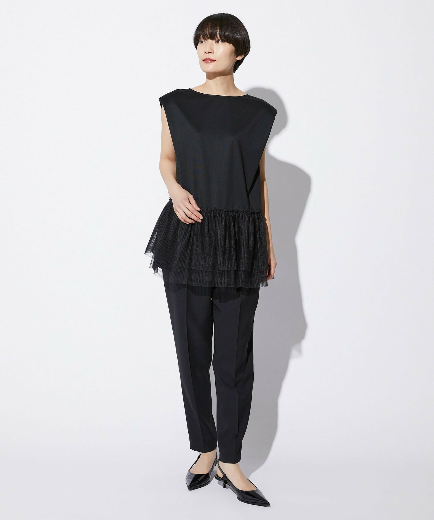 【MOGA Collection】【Lサイズ】MOGA Collection　コンパクトポンチフリルブラウス 詳細画像 ブラック 6