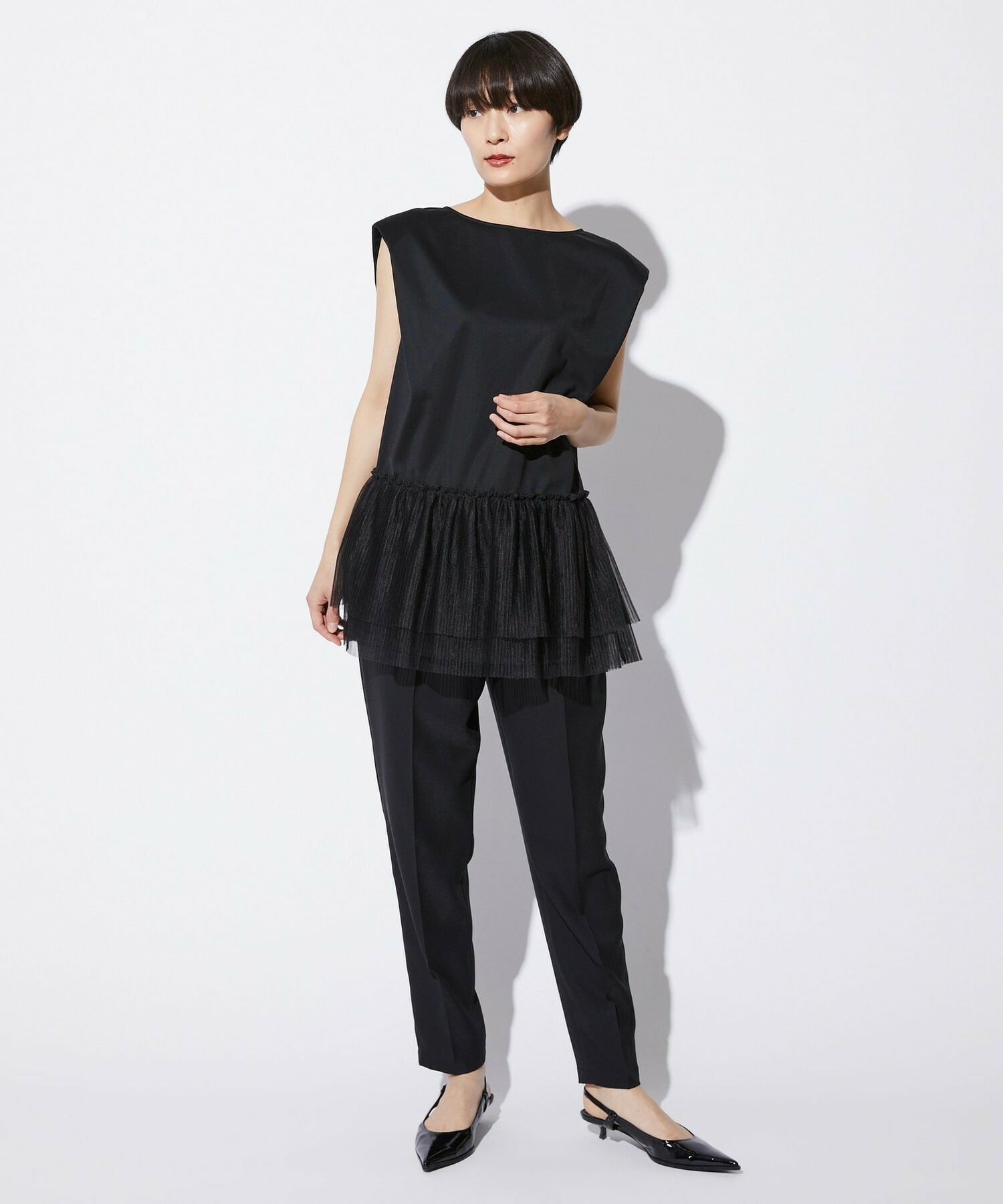 【MOGA Collection】【Lサイズ】MOGA Collection　コンパクトポンチフリルブラウス 詳細画像 ブラック 7