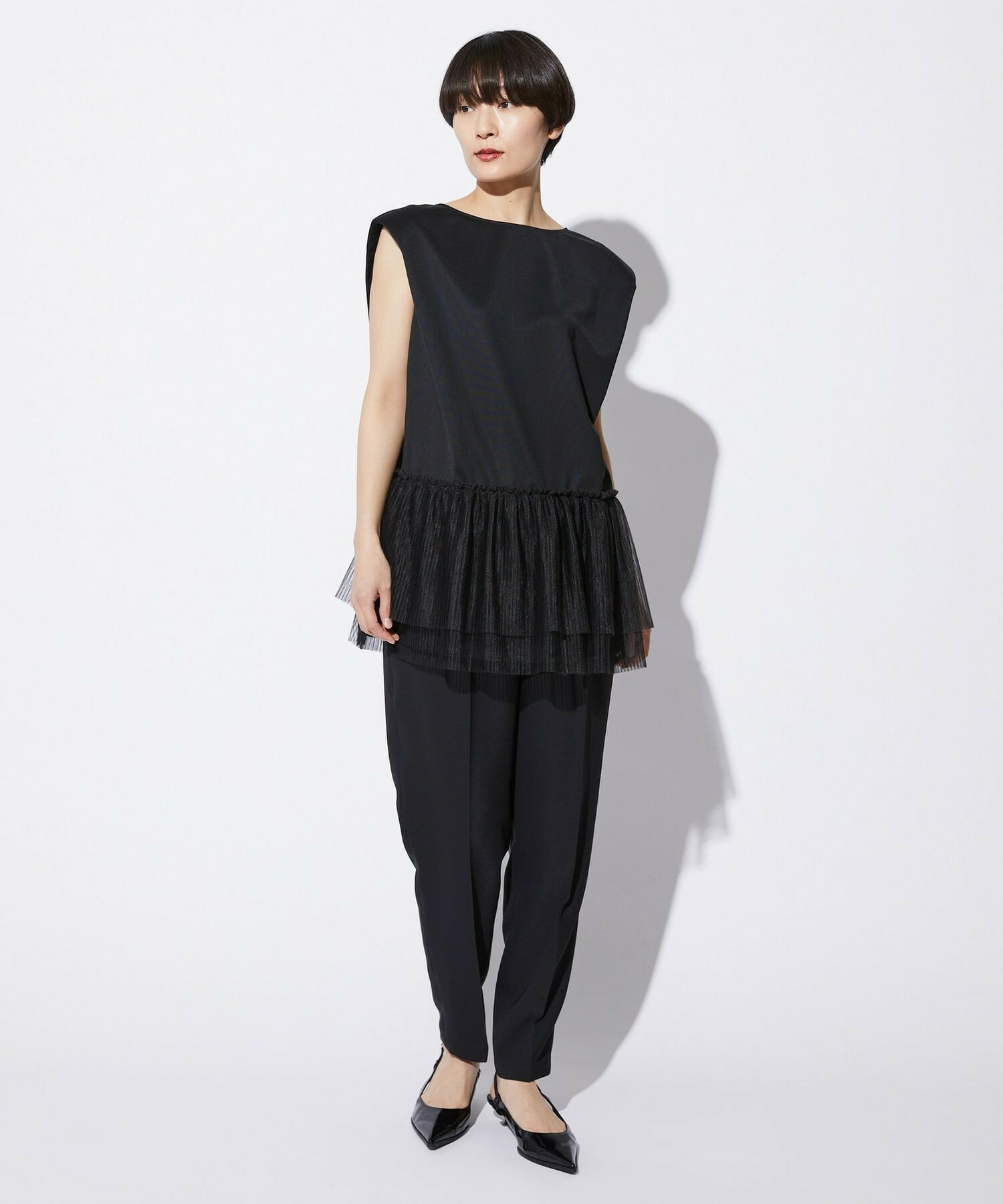 【MOGA Collection】【Lサイズ】MOGA Collection　コンパクトポンチフリルブラウス 詳細画像 ブラック 8