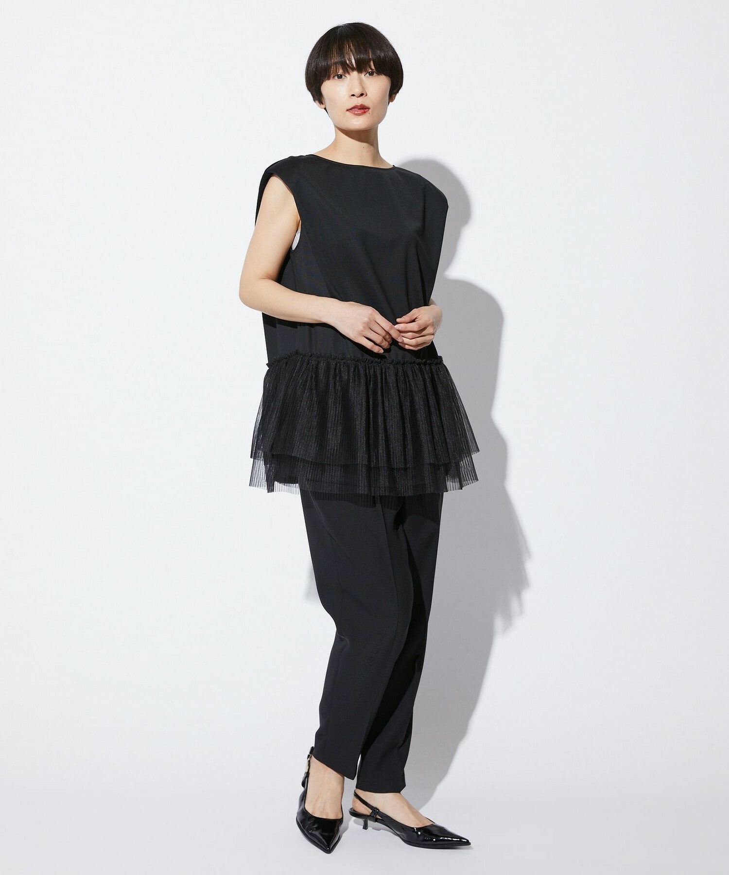 【MOGA Collection】【Lサイズ】MOGA Collection　コンパクトポンチフリルブラウス 詳細画像 ブラック 9