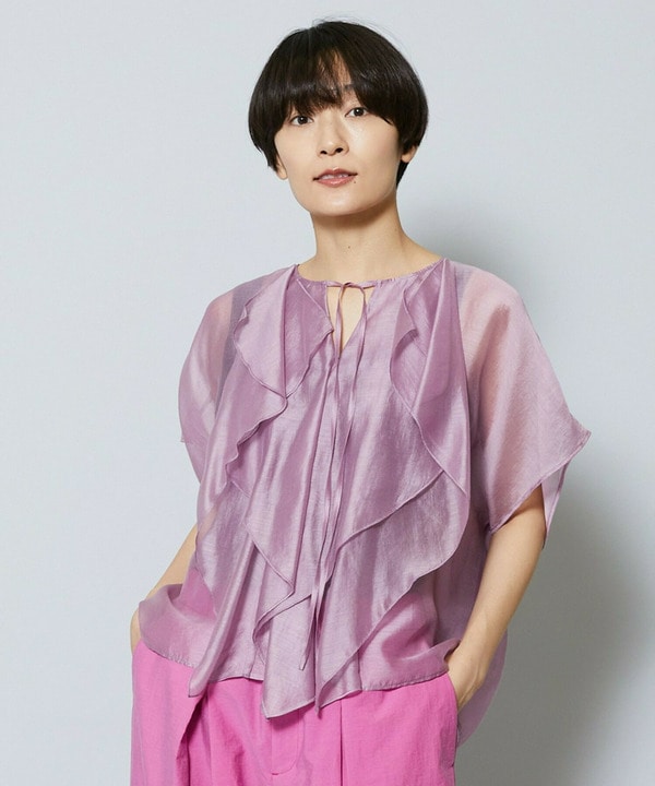 【Lサイズ】Ten/Pオーガンジーフリルブラウス 詳細画像 ピンク 2