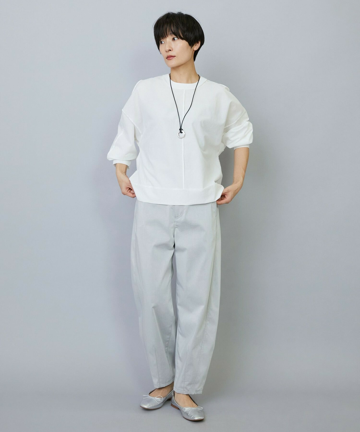 【MOGA】【Lサイズ】ワッシャーカールマイヤーブラウス 詳細画像 ホワイト 10