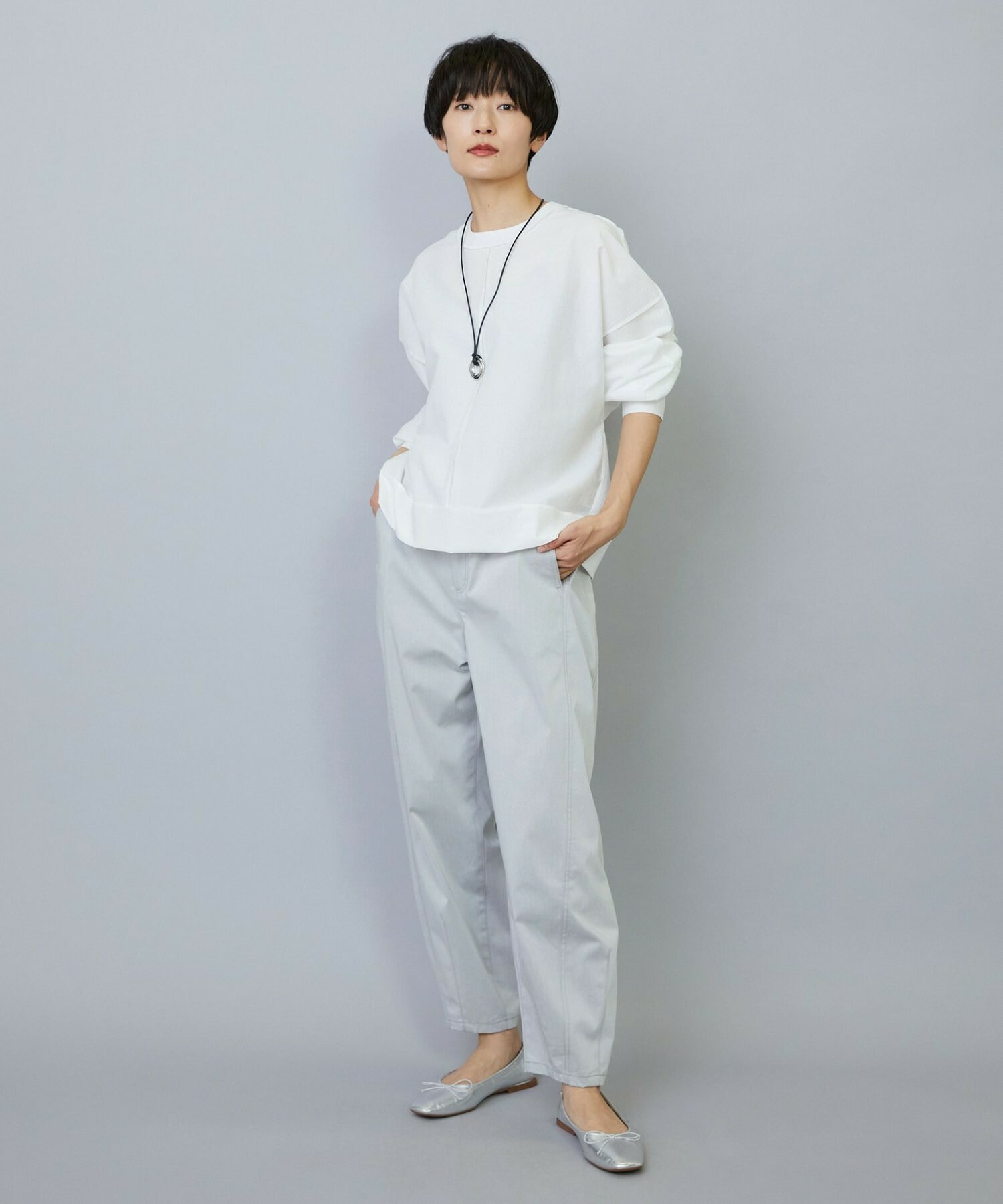 【MOGA】【Lサイズ】ワッシャーカールマイヤーブラウス 詳細画像 ホワイト 11