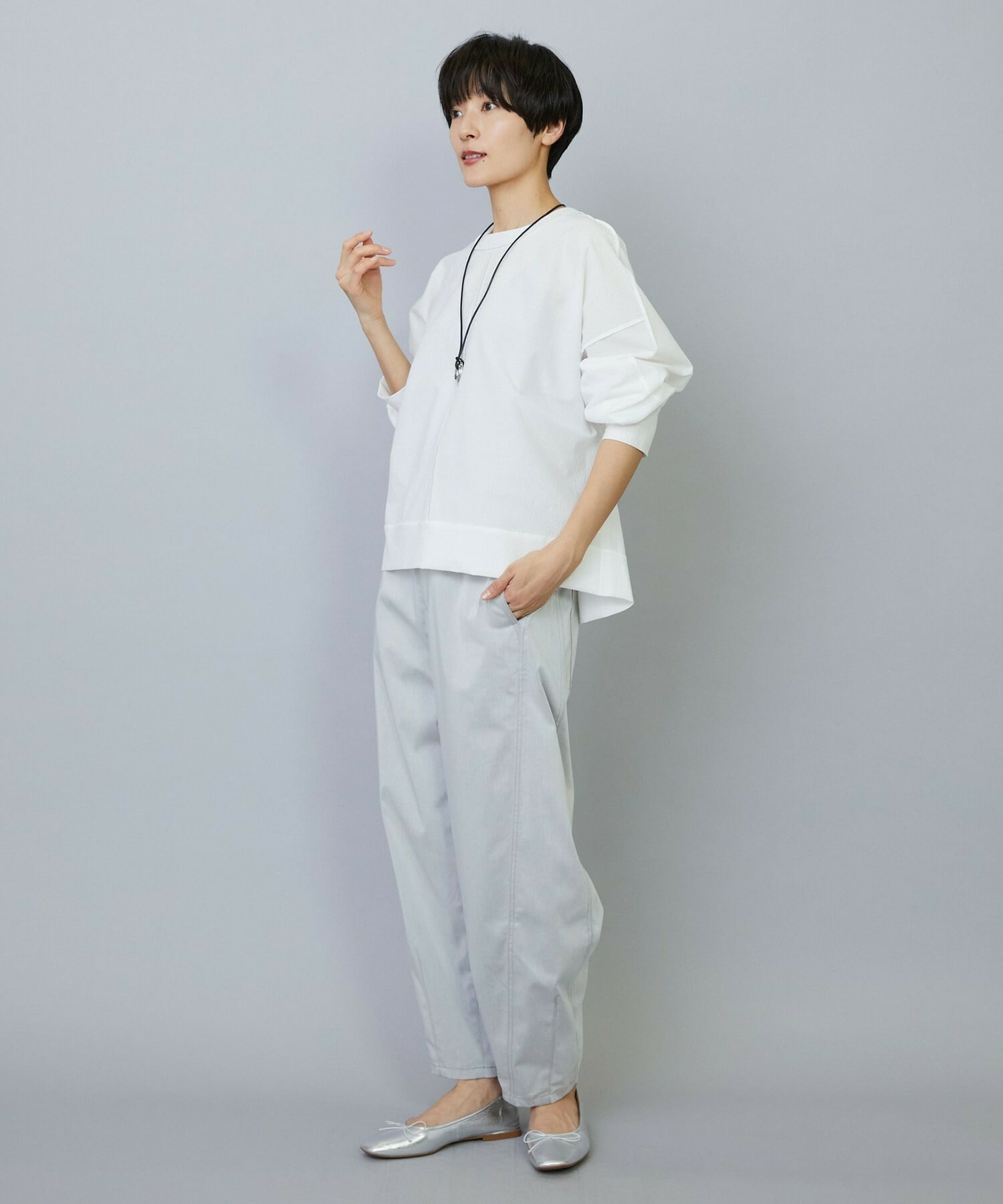 【MOGA】【Lサイズ】ワッシャーカールマイヤーブラウス 詳細画像 ホワイト 17