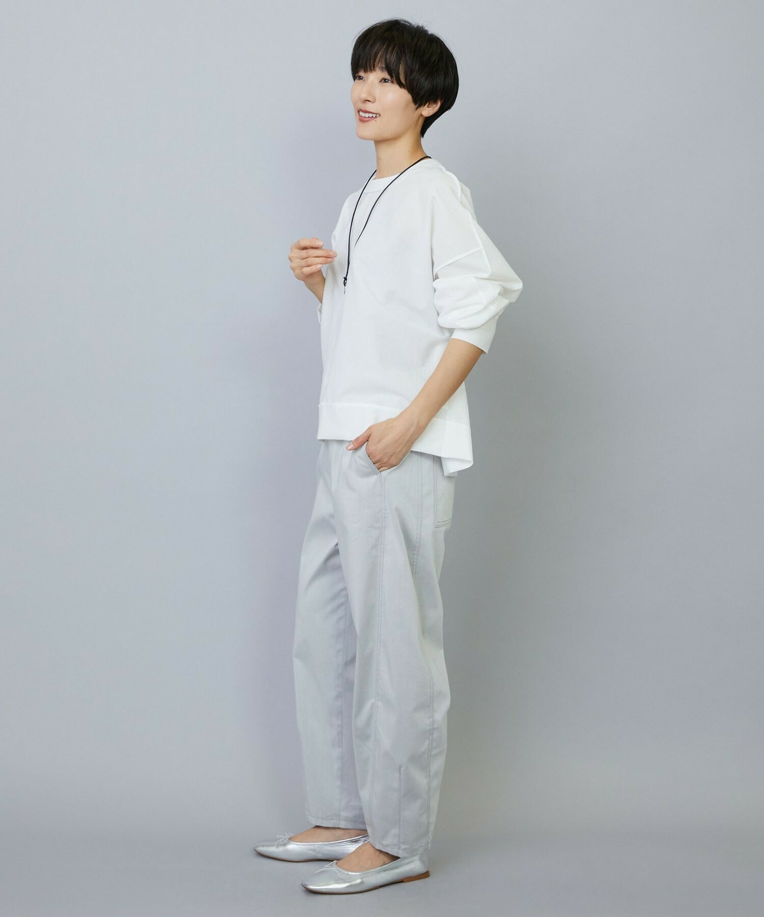 【MOGA】【Lサイズ】ワッシャーカールマイヤーブラウス 詳細画像 ホワイト 18