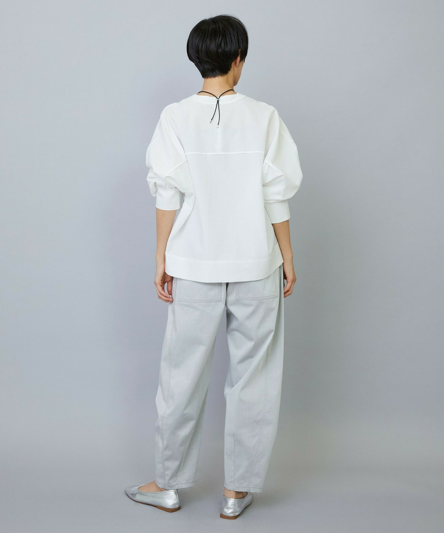 【MOGA】【Lサイズ】ワッシャーカールマイヤーブラウス 詳細画像 ホワイト 21