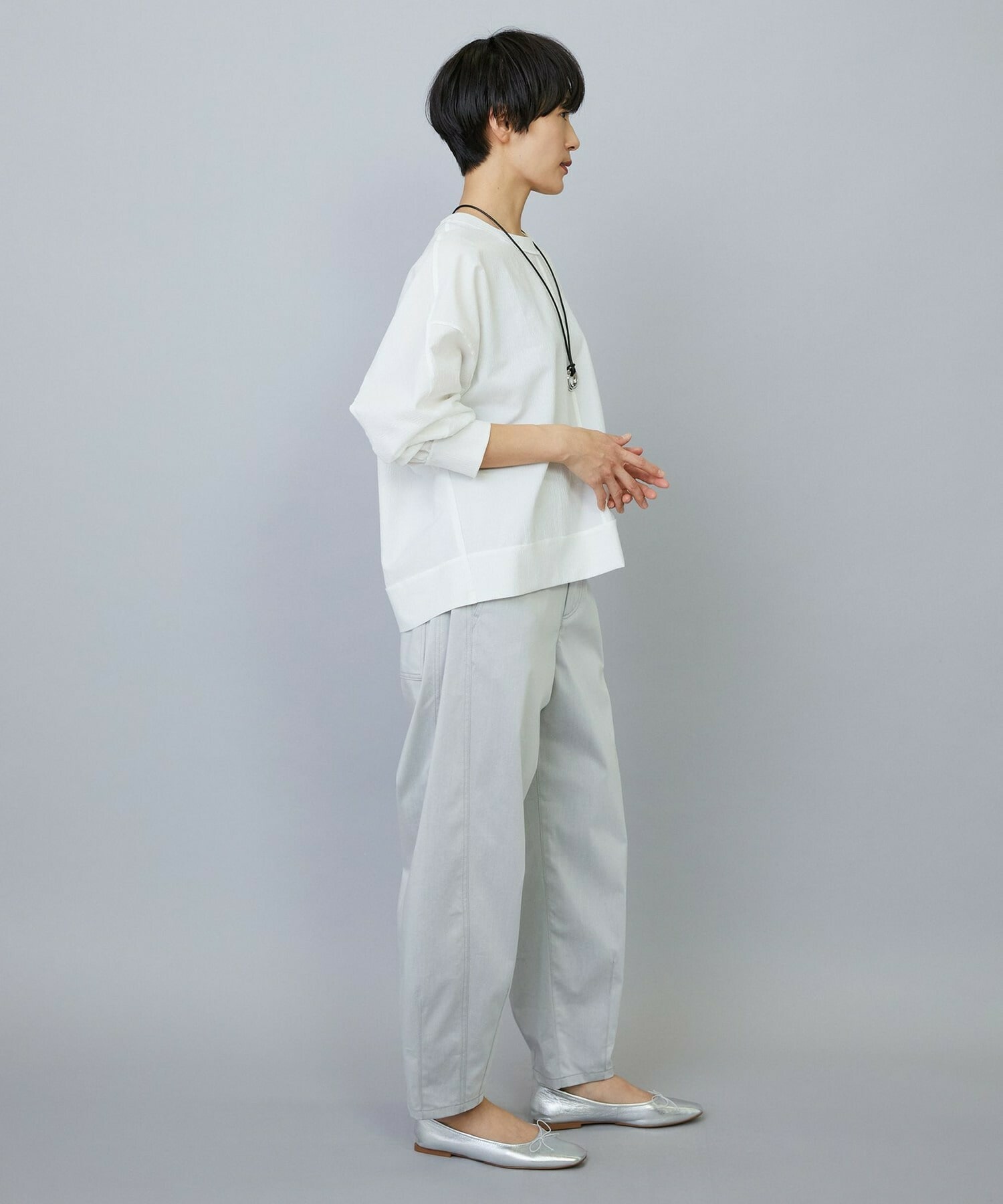 【MOGA】【Lサイズ】ワッシャーカールマイヤーブラウス 詳細画像 ホワイト 22