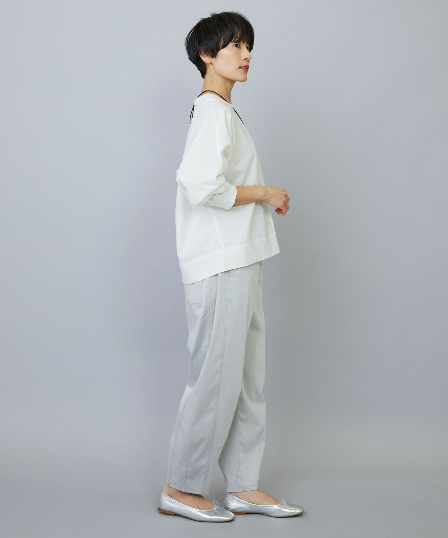 【MOGA】【Lサイズ】ワッシャーカールマイヤーブラウス 詳細画像 ホワイト 23