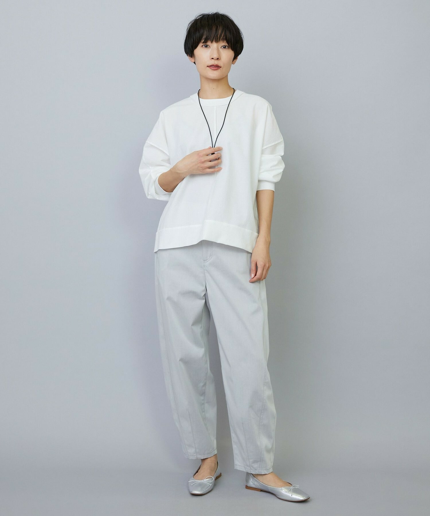 【MOGA】【Lサイズ】ワッシャーカールマイヤーブラウス 詳細画像 ホワイト 7