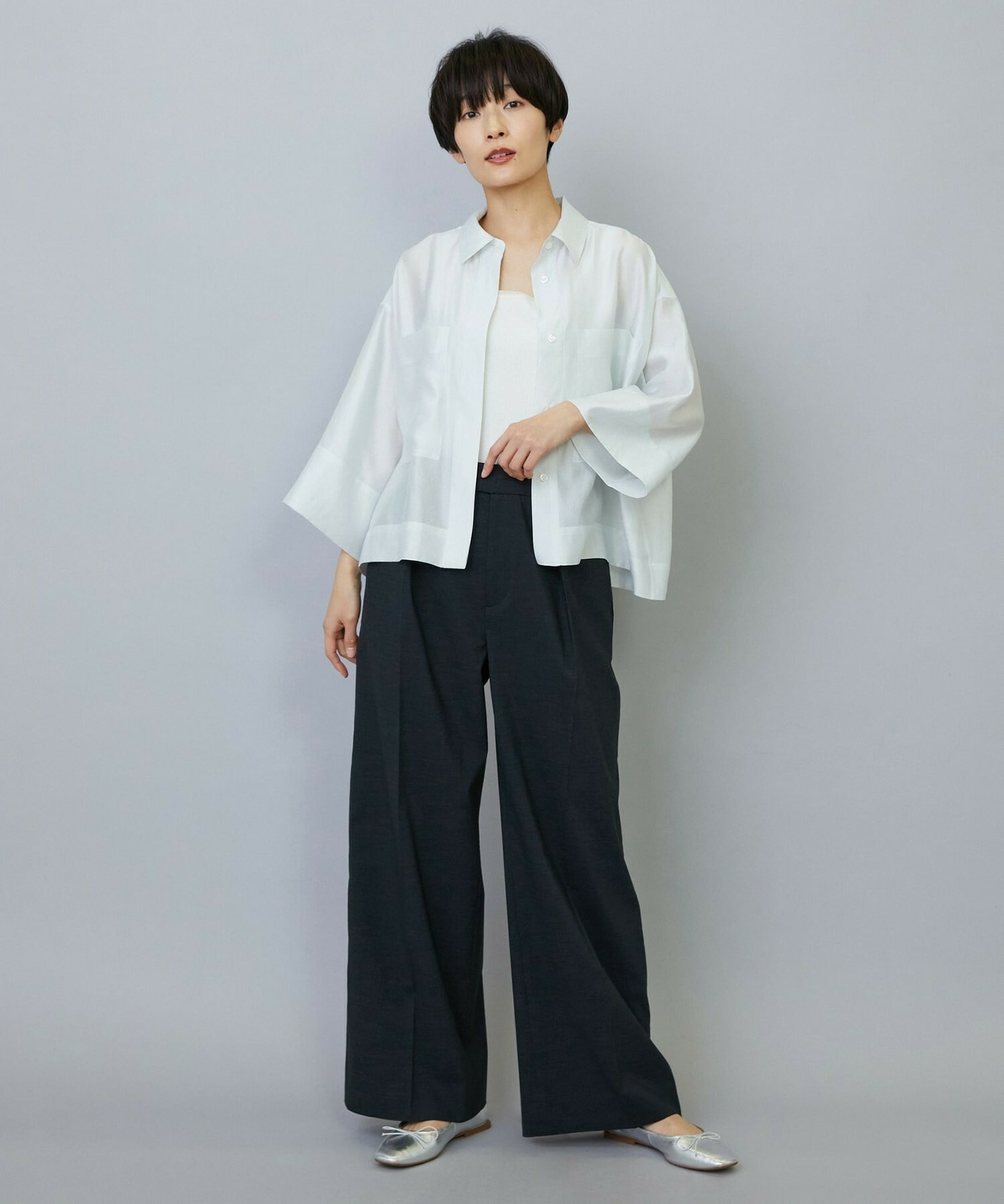 【MOGA】【Lサイズ】スタイリスト戸野塚かおるコラボ ドライリネンストレッチストレートパンツ 詳細画像 キナリ 10