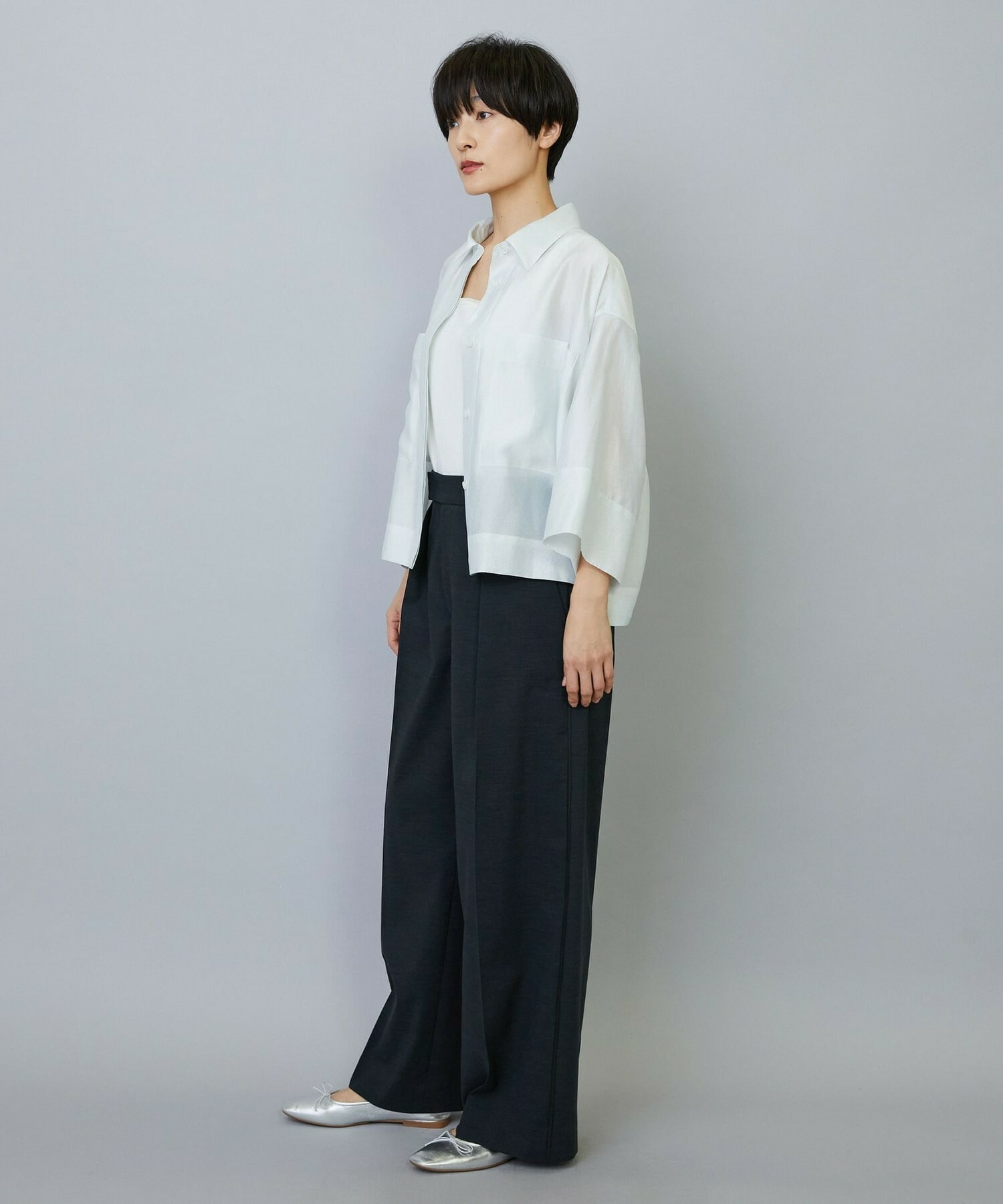 【MOGA】【Lサイズ】スタイリスト戸野塚かおるコラボ ドライリネンストレッチストレートパンツ 詳細画像 キナリ 11