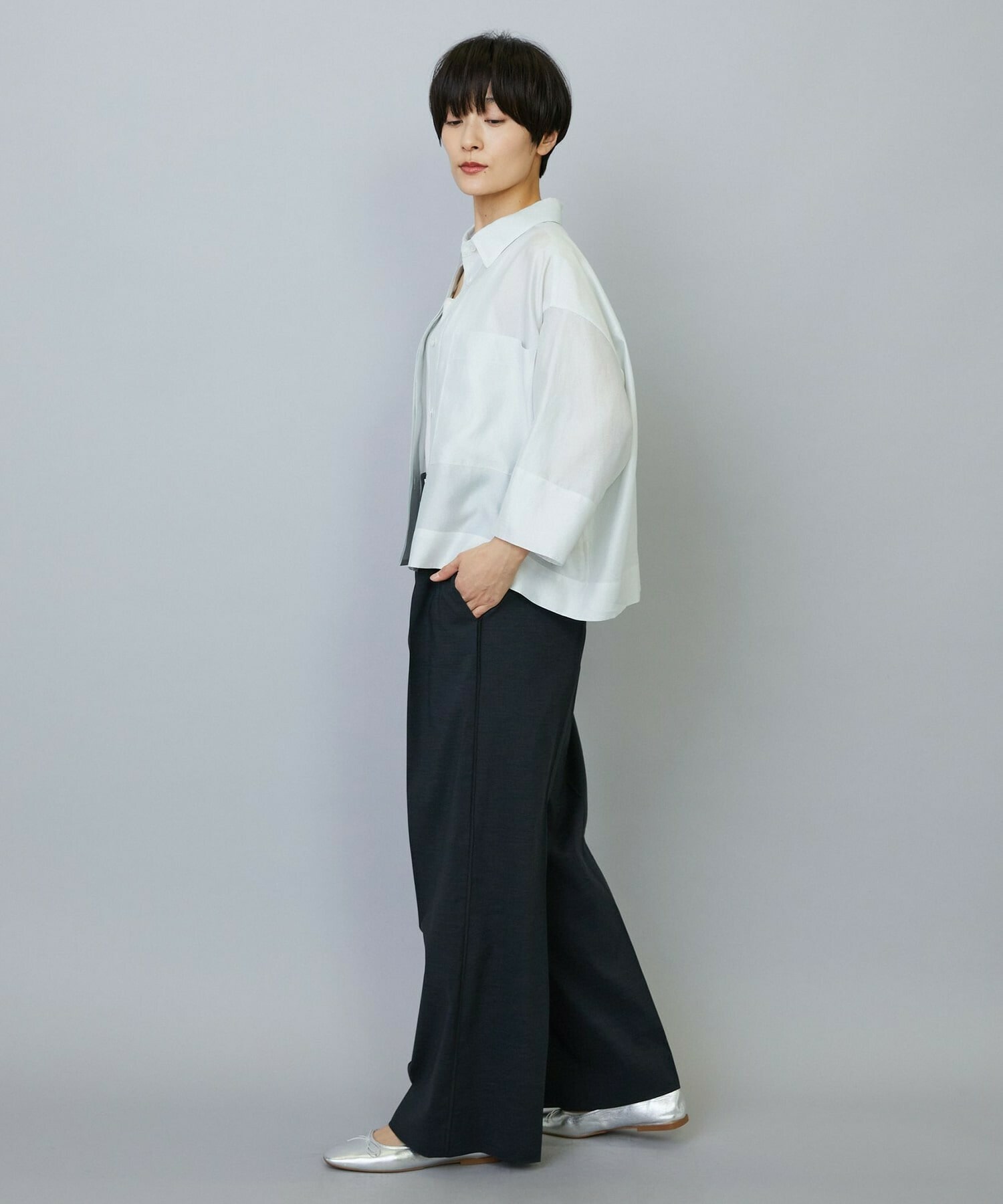 【MOGA】【Lサイズ】スタイリスト戸野塚かおるコラボ ドライリネンストレッチストレートパンツ 詳細画像 キナリ 12