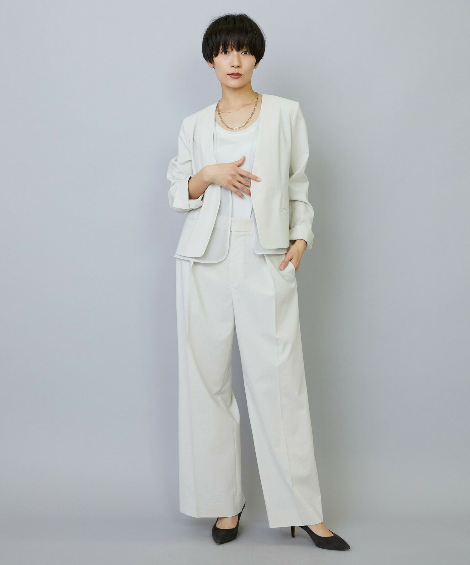 【MOGA】【Lサイズ】スタイリスト戸野塚かおるコラボ ドライリネンストレッチストレートパンツ 詳細画像 キナリ 18