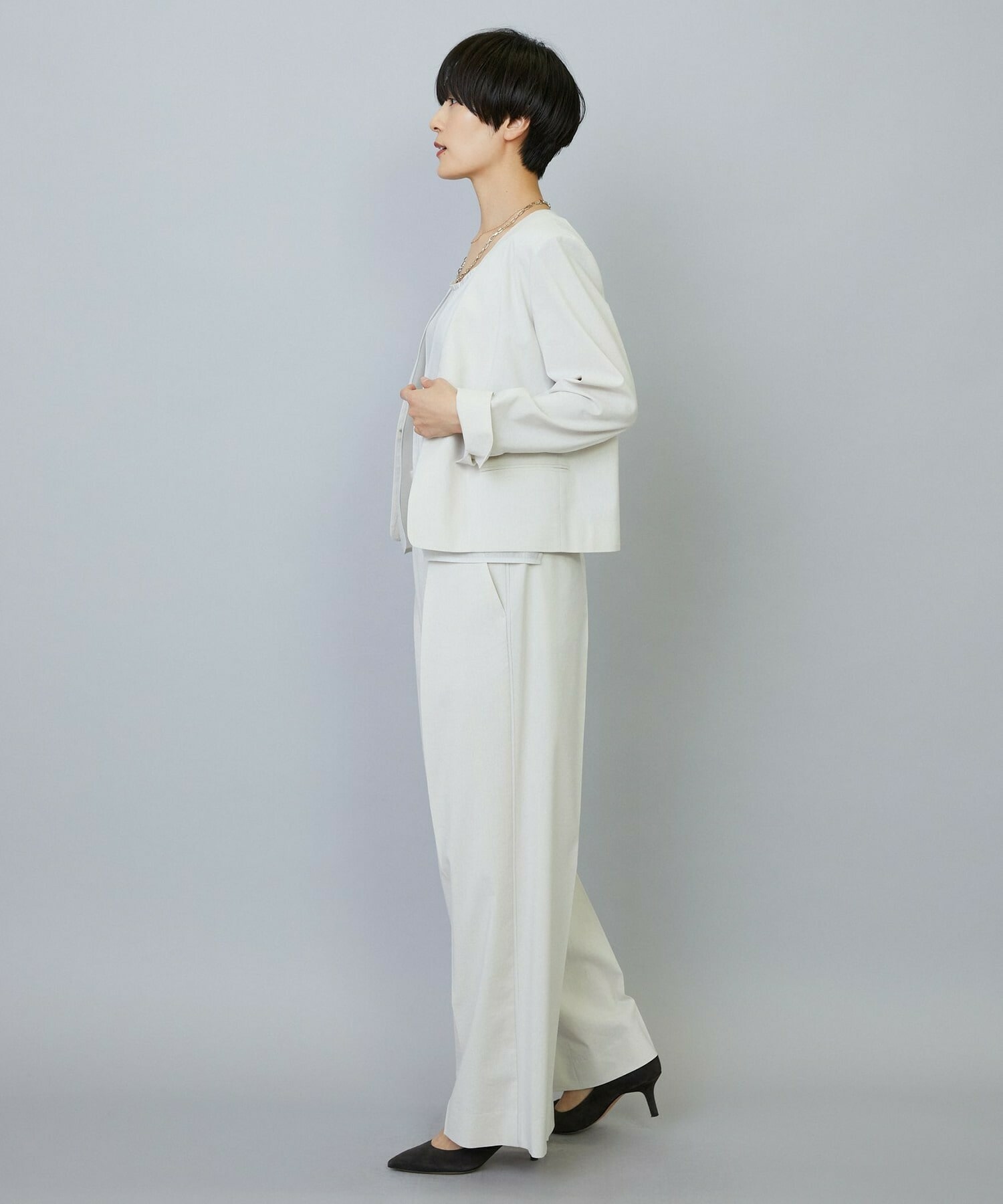 【MOGA】【Lサイズ】スタイリスト戸野塚かおるコラボ ドライリネンストレッチストレートパンツ 詳細画像 キナリ 20