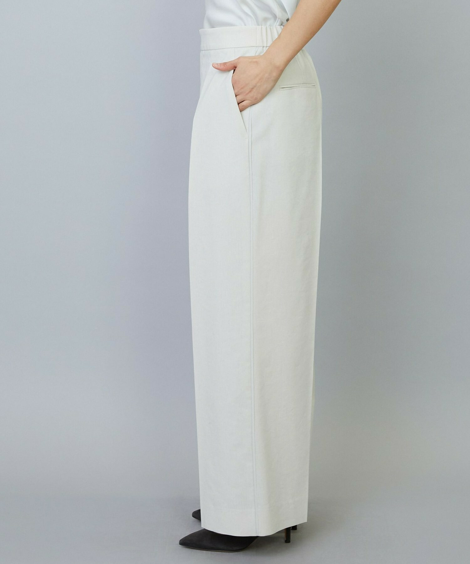 【MOGA】【Lサイズ】スタイリスト戸野塚かおるコラボ ドライリネンストレッチストレートパンツ 詳細画像 キナリ 27