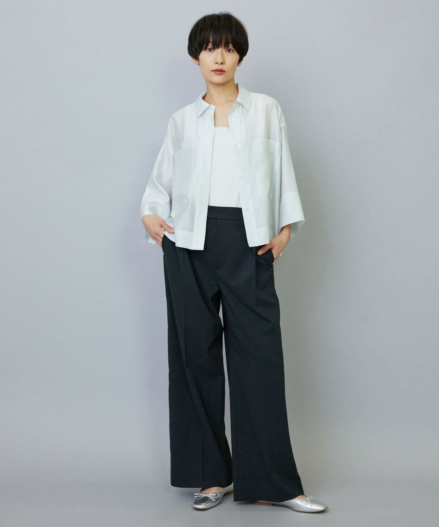 【MOGA】【Lサイズ】スタイリスト戸野塚かおるコラボ ドライリネンストレッチストレートパンツ 詳細画像 キナリ 7