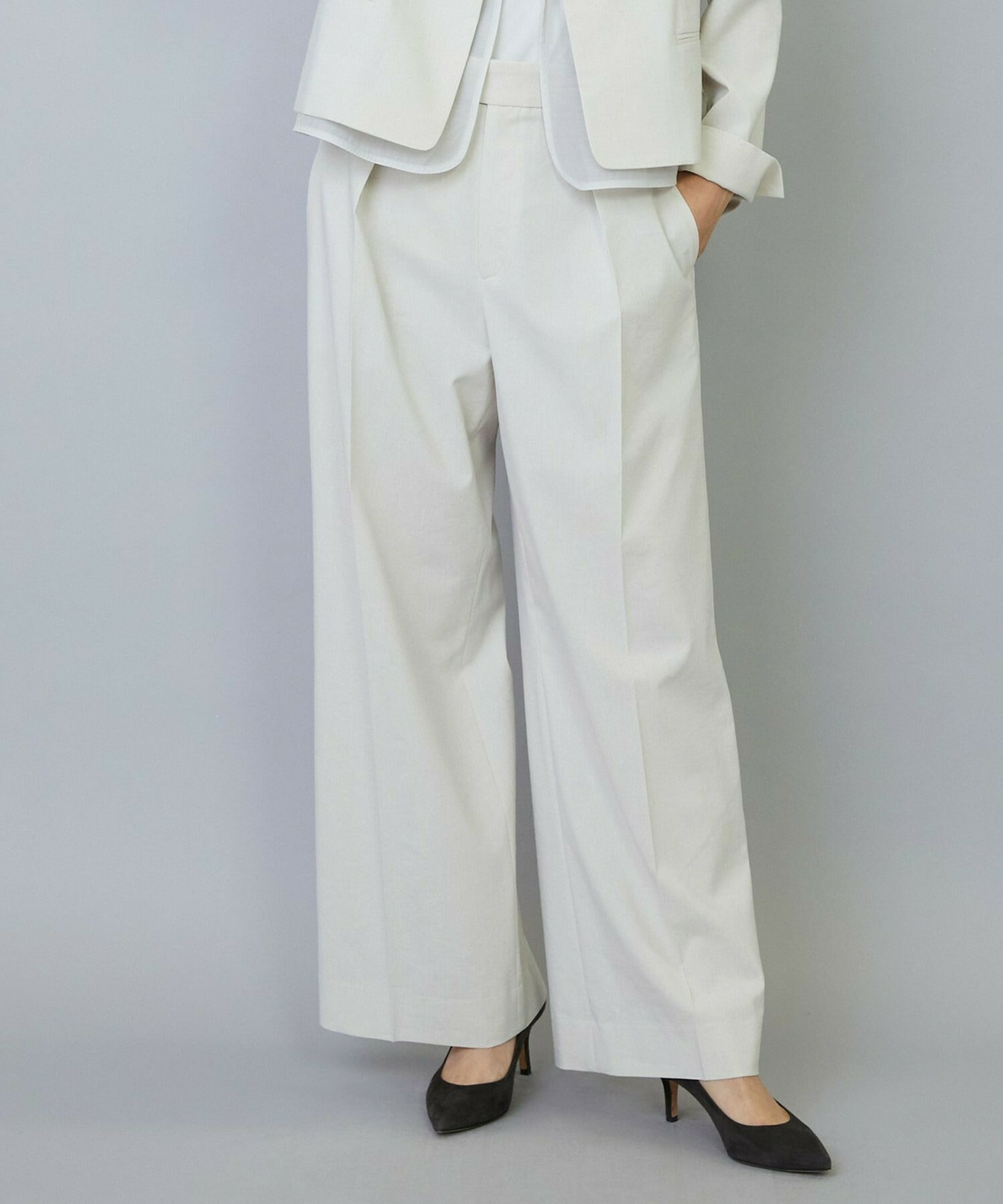 【MOGA】【Lサイズ】スタイリスト戸野塚かおるコラボ ドライリネンストレッチストレートパンツ 詳細画像 キナリ 2