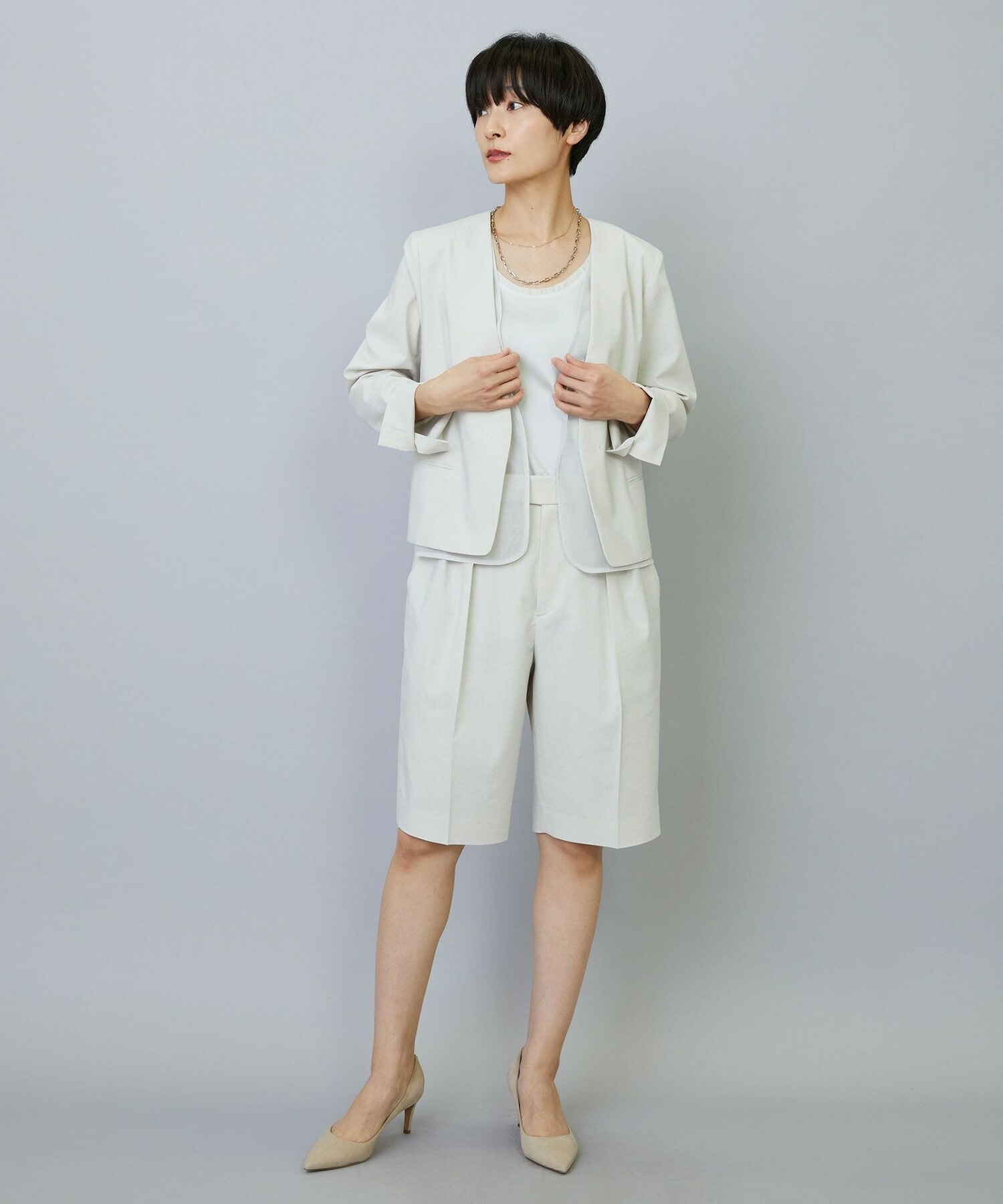 【MOGA】【Lサイズ】スタイリスト戸野塚かおるコラボ ドライリネンストレッチショートパンツ 詳細画像 キナリ 10