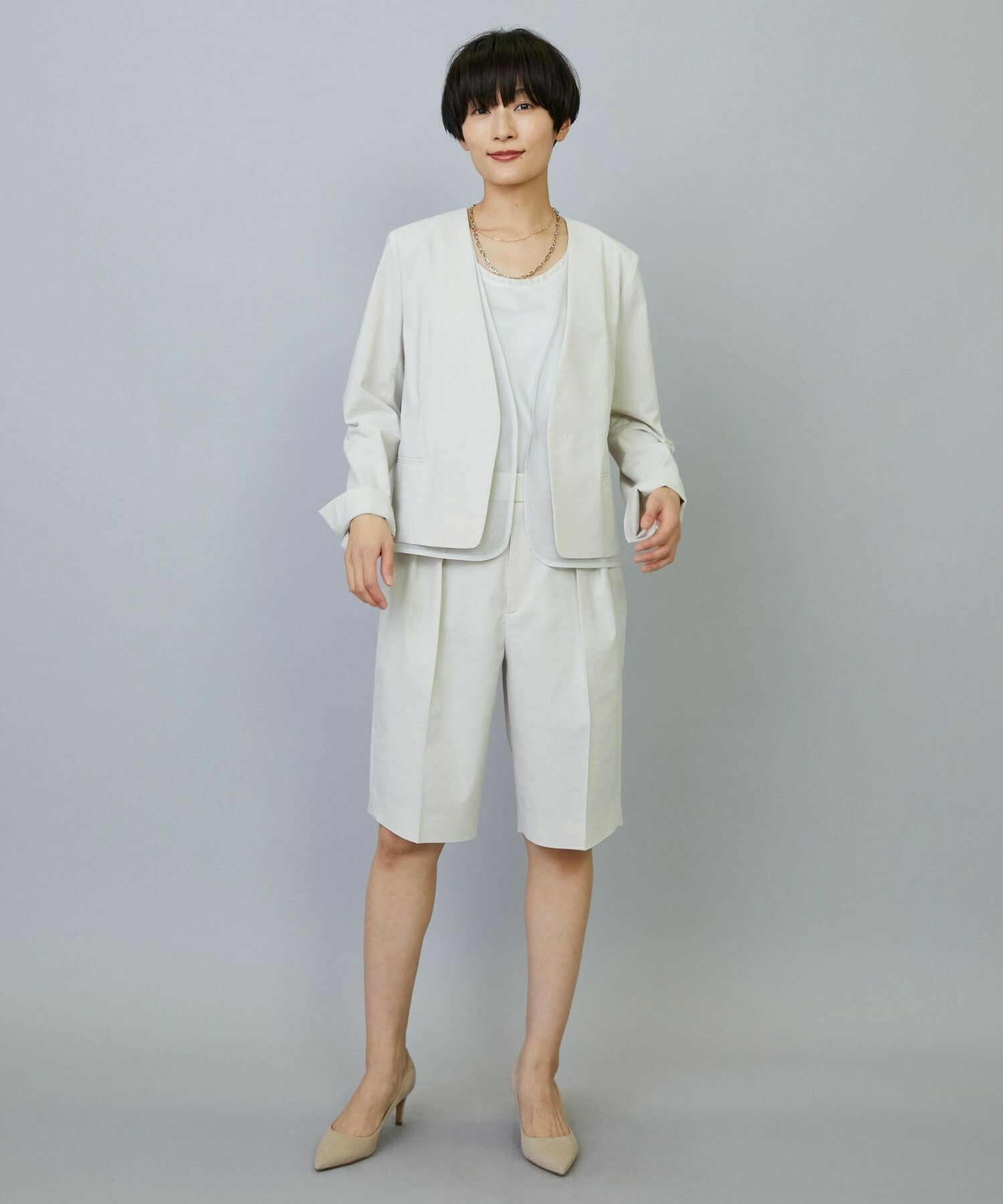 【MOGA】【Lサイズ】スタイリスト戸野塚かおるコラボ ドライリネンストレッチショートパンツ 詳細画像 キナリ 17