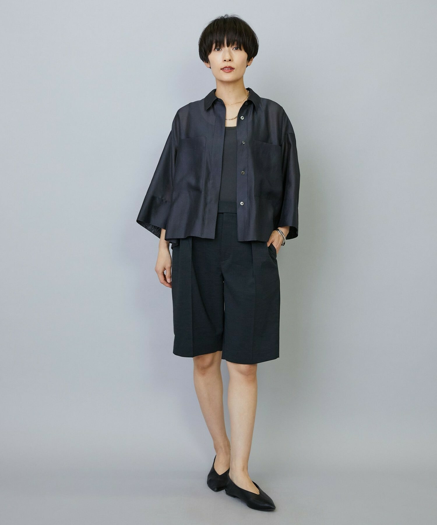 【MOGA】【Lサイズ】スタイリスト戸野塚かおるコラボ ドライリネンストレッチショートパンツ 詳細画像 キナリ 18