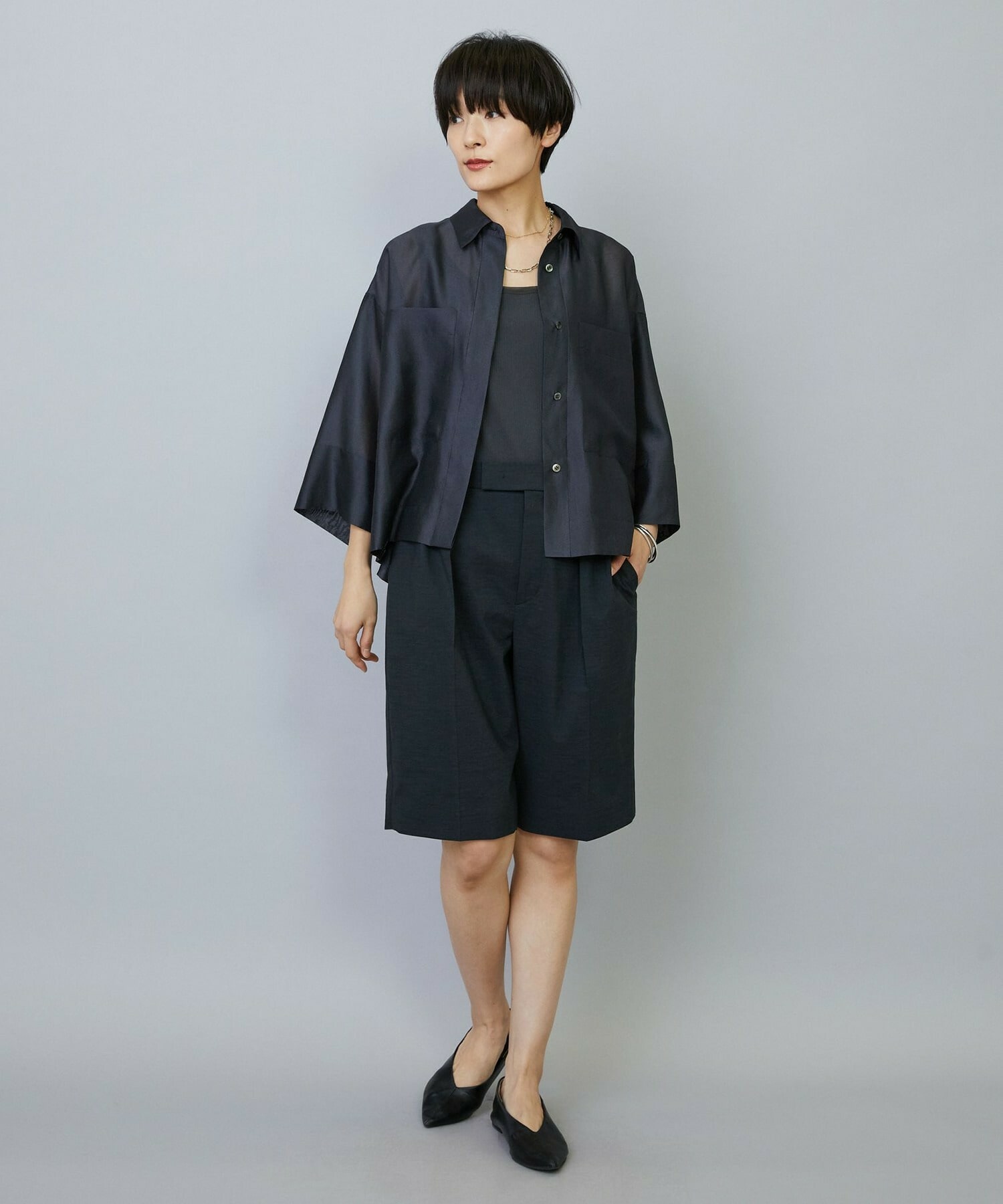 【MOGA】【Lサイズ】スタイリスト戸野塚かおるコラボ ドライリネンストレッチショートパンツ 詳細画像 キナリ 19