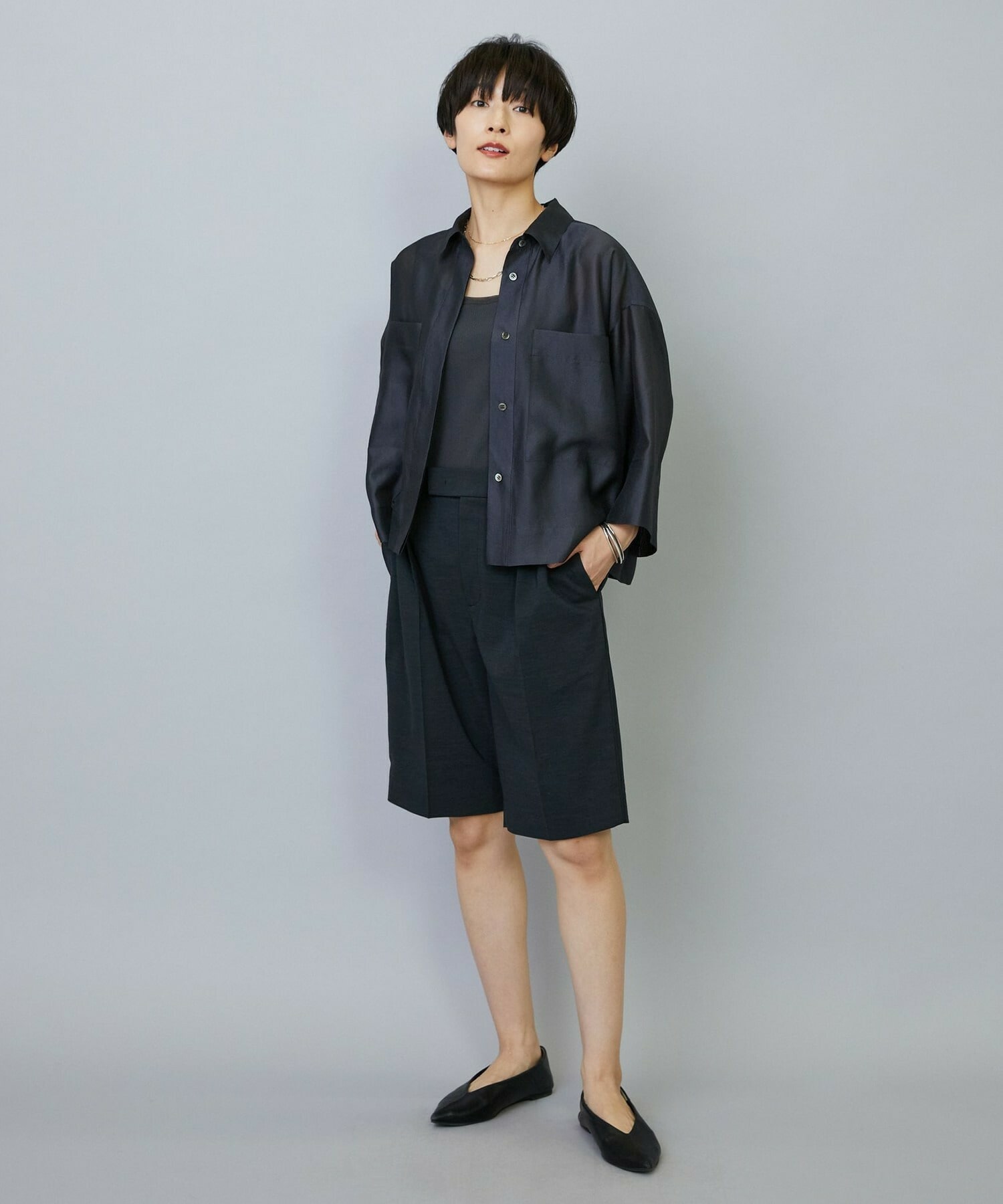 【MOGA】【Lサイズ】スタイリスト戸野塚かおるコラボ ドライリネンストレッチショートパンツ 詳細画像 キナリ 20