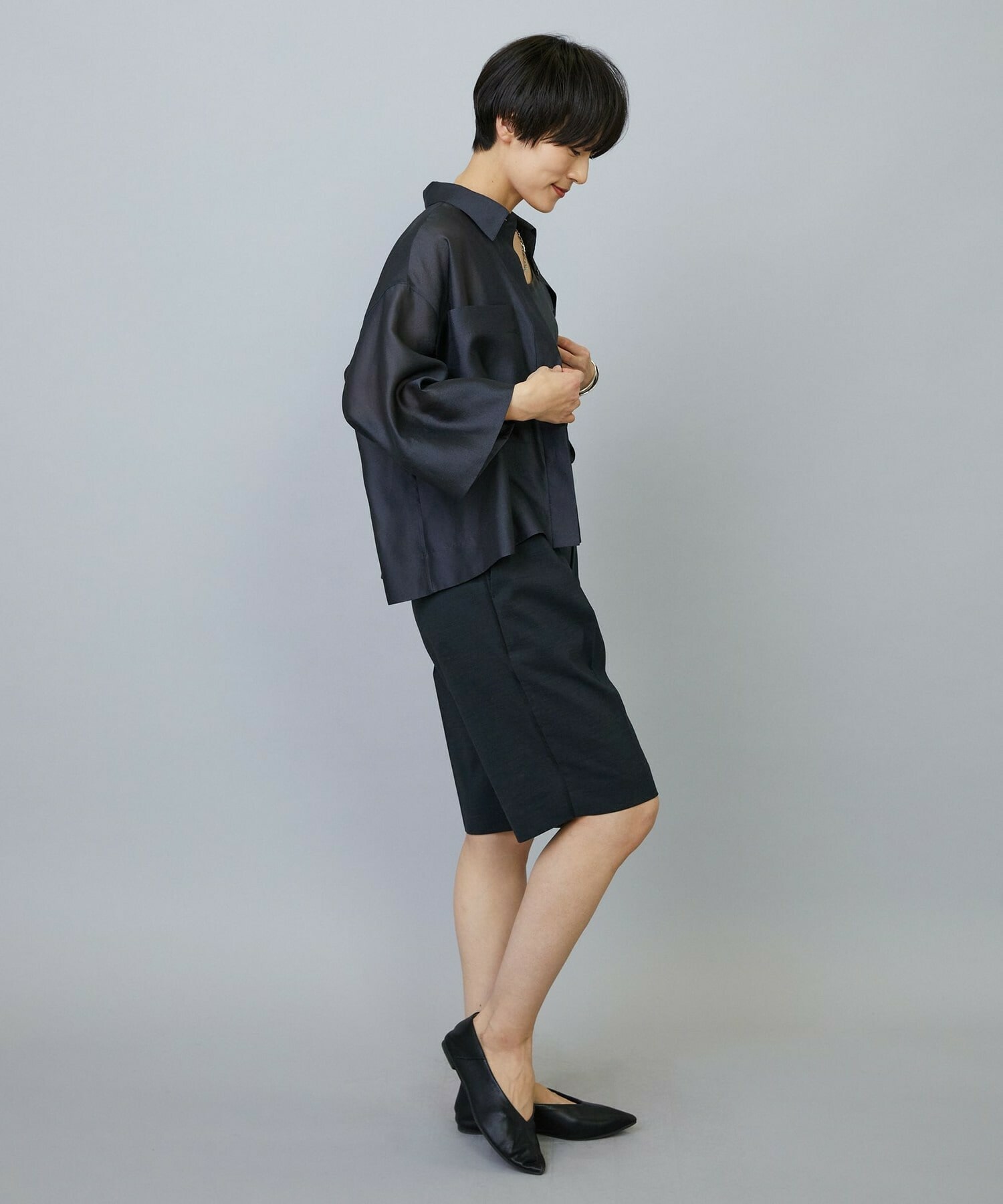 【MOGA】【Lサイズ】スタイリスト戸野塚かおるコラボ ドライリネンストレッチショートパンツ 詳細画像 キナリ 24