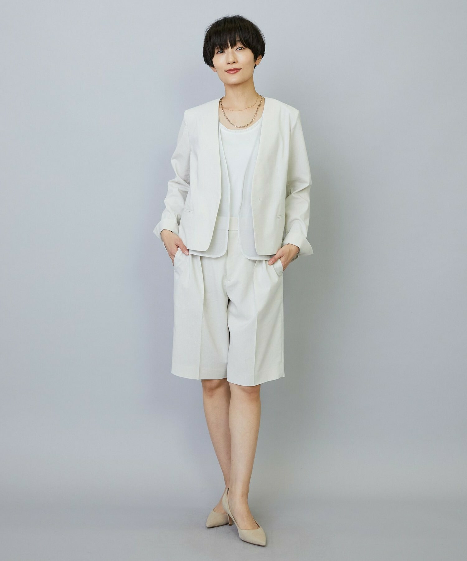 【MOGA】【Lサイズ】スタイリスト戸野塚かおるコラボ ドライリネンストレッチショートパンツ 詳細画像 キナリ 7