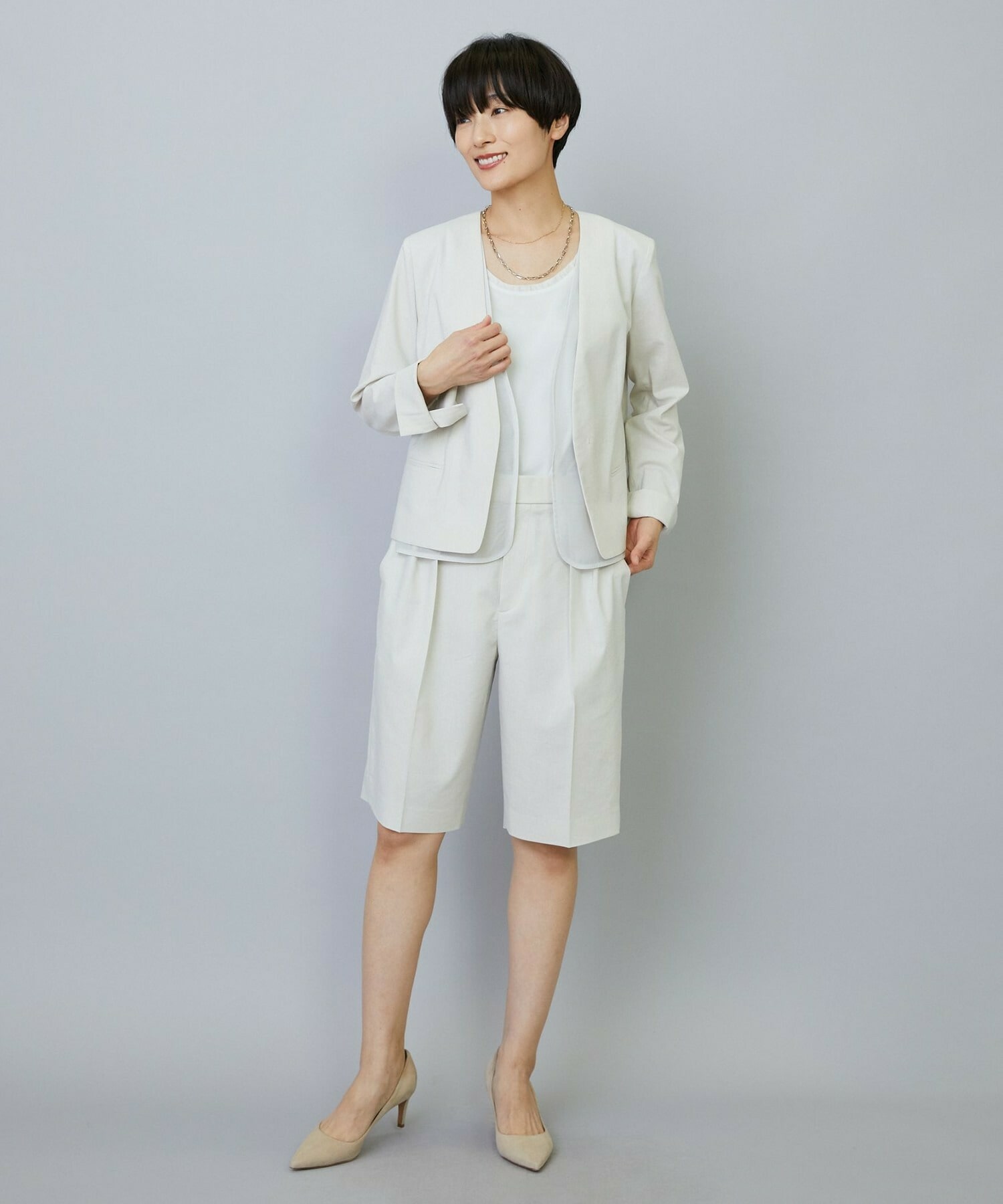 【MOGA】【Lサイズ】スタイリスト戸野塚かおるコラボ ドライリネンストレッチショートパンツ 詳細画像 キナリ 8