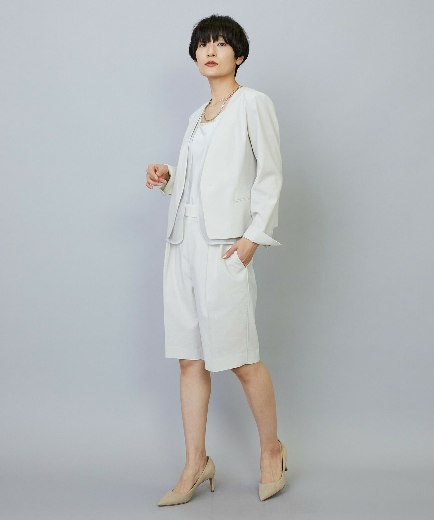 【MOGA】【Lサイズ】スタイリスト戸野塚かおるコラボ ドライリネンストレッチショートパンツ 詳細画像 キナリ 9