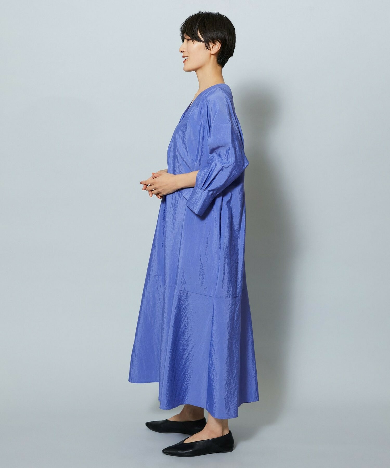 【MOGA】【Lサイズ】ナイロンクロスVネックワンピース 詳細画像 パープル 18