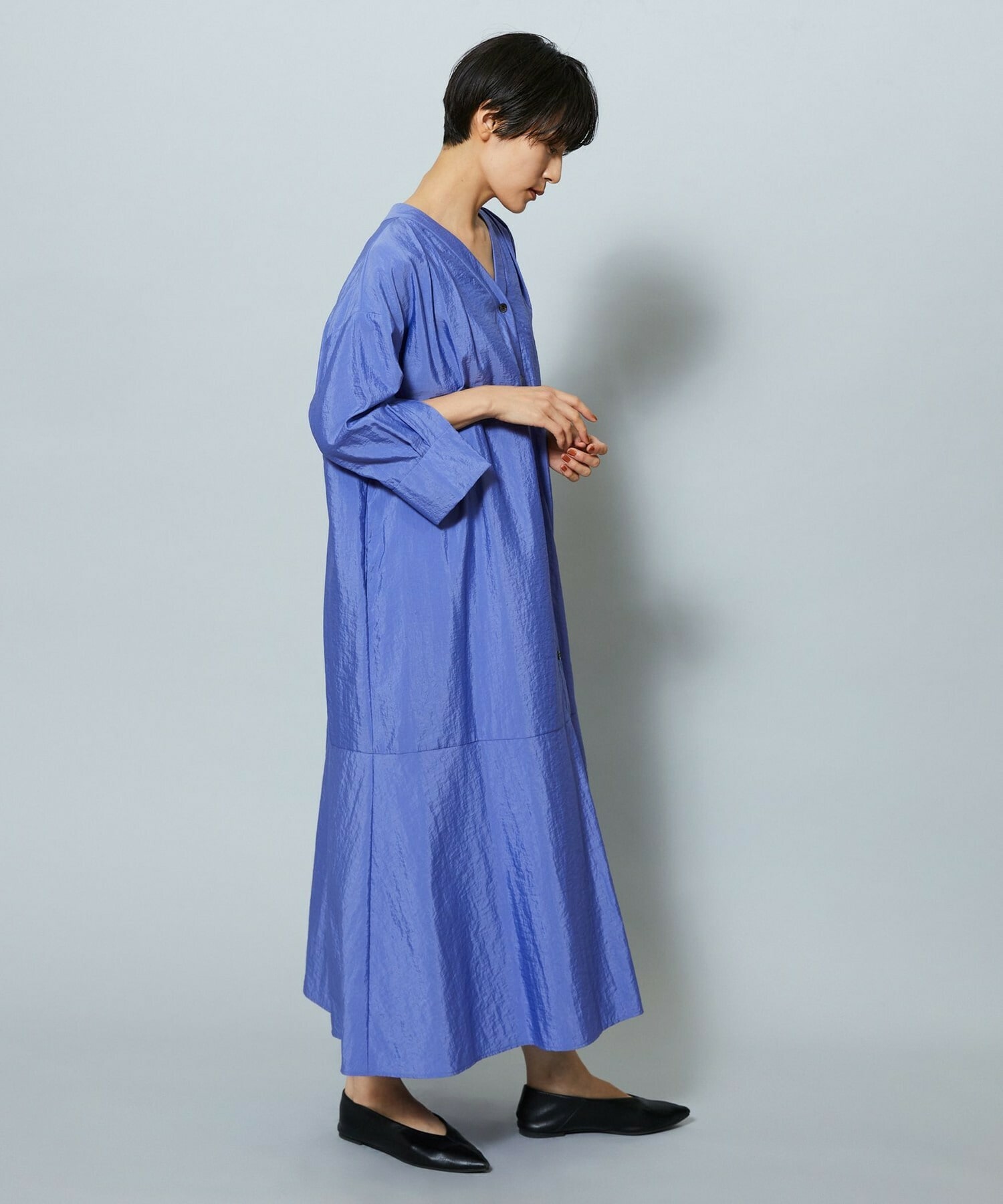 【MOGA】【Lサイズ】ナイロンクロスVネックワンピース 詳細画像 パープル 22