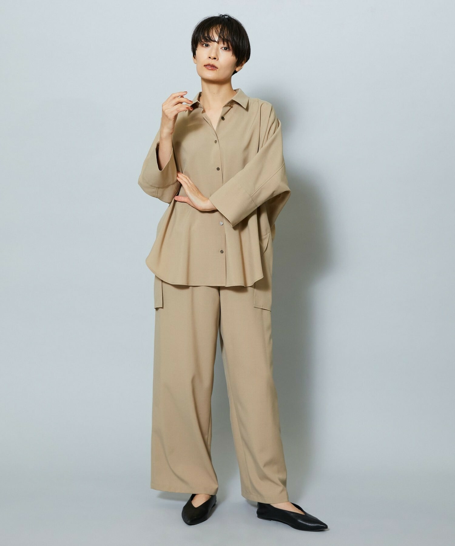 【MOGA】【Lサイズ】ドライトロドルマンシャツ 詳細画像 ベージュ 16