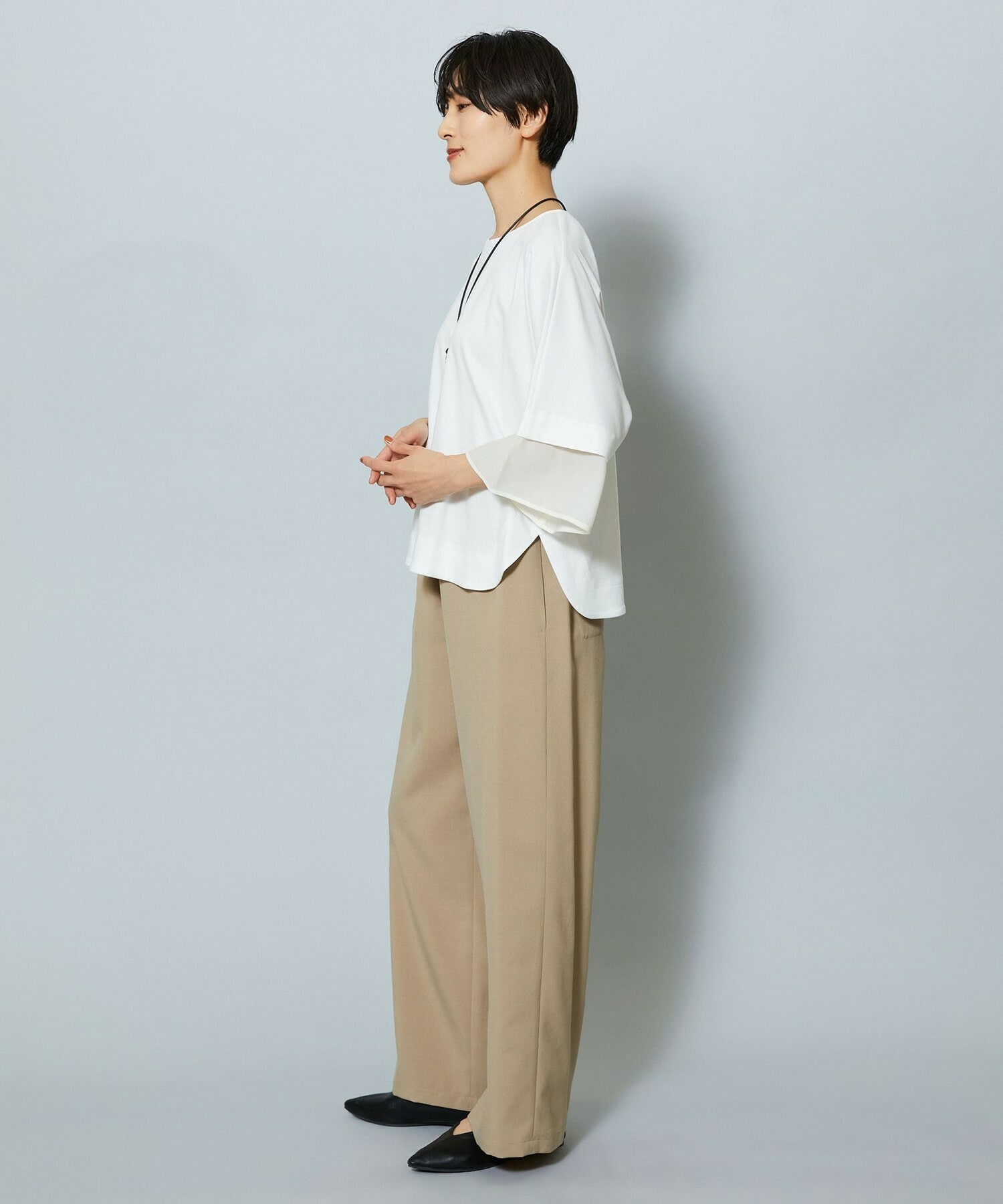 【MOGA】【Lサイズ】ドライトロワイドイージーパンツ 詳細画像 ベージュ 12