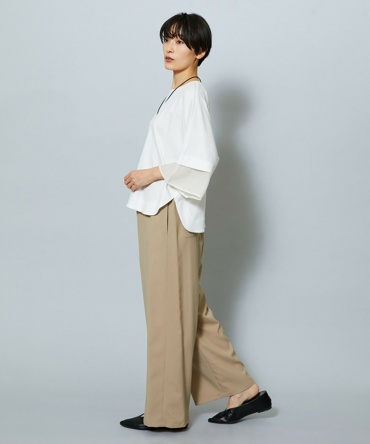 【MOGA】【Lサイズ】ドライトロワイドイージーパンツ 詳細画像 ベージュ 13