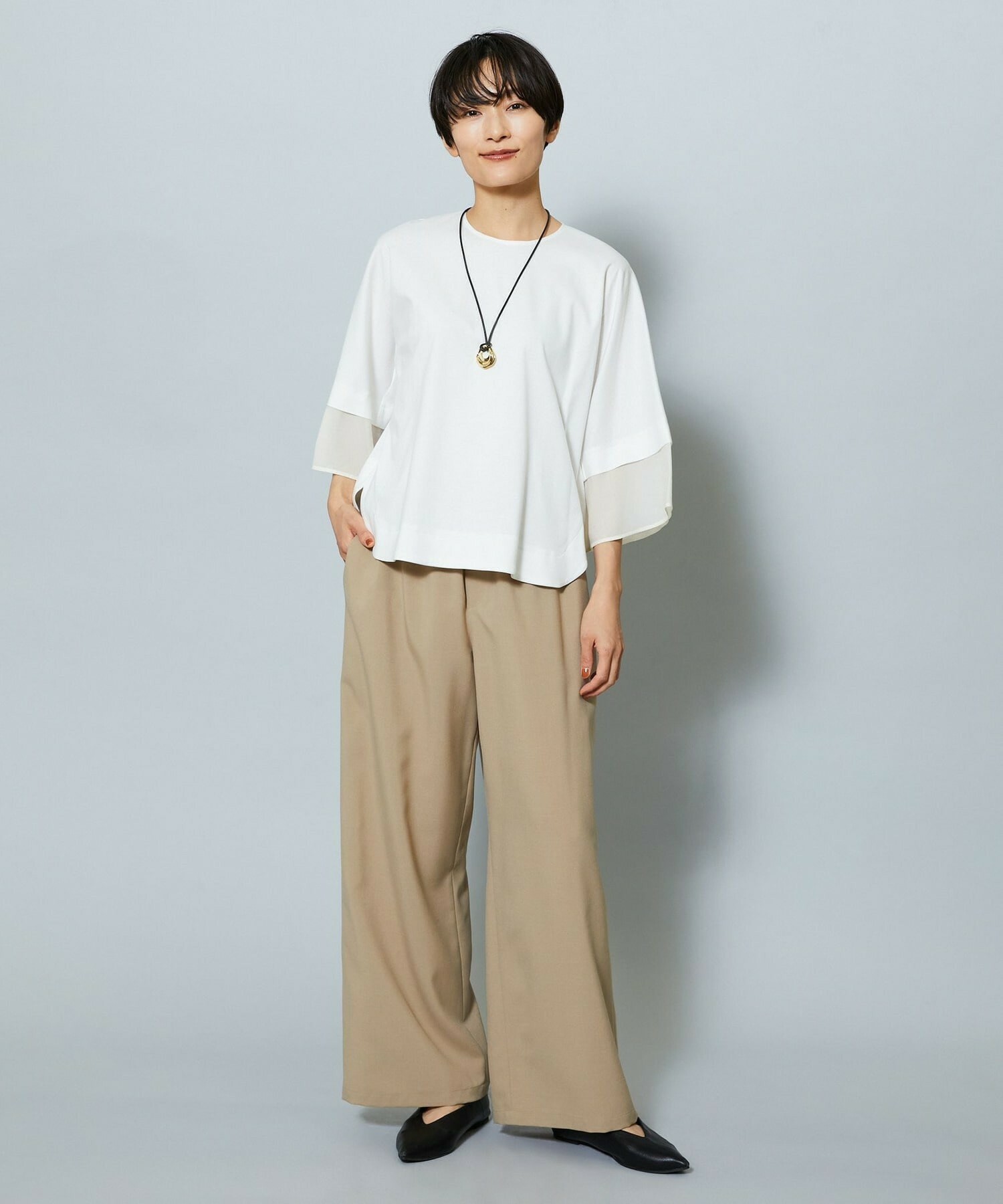 【MOGA】【Lサイズ】ドライトロワイドイージーパンツ 詳細画像 ベージュ 16