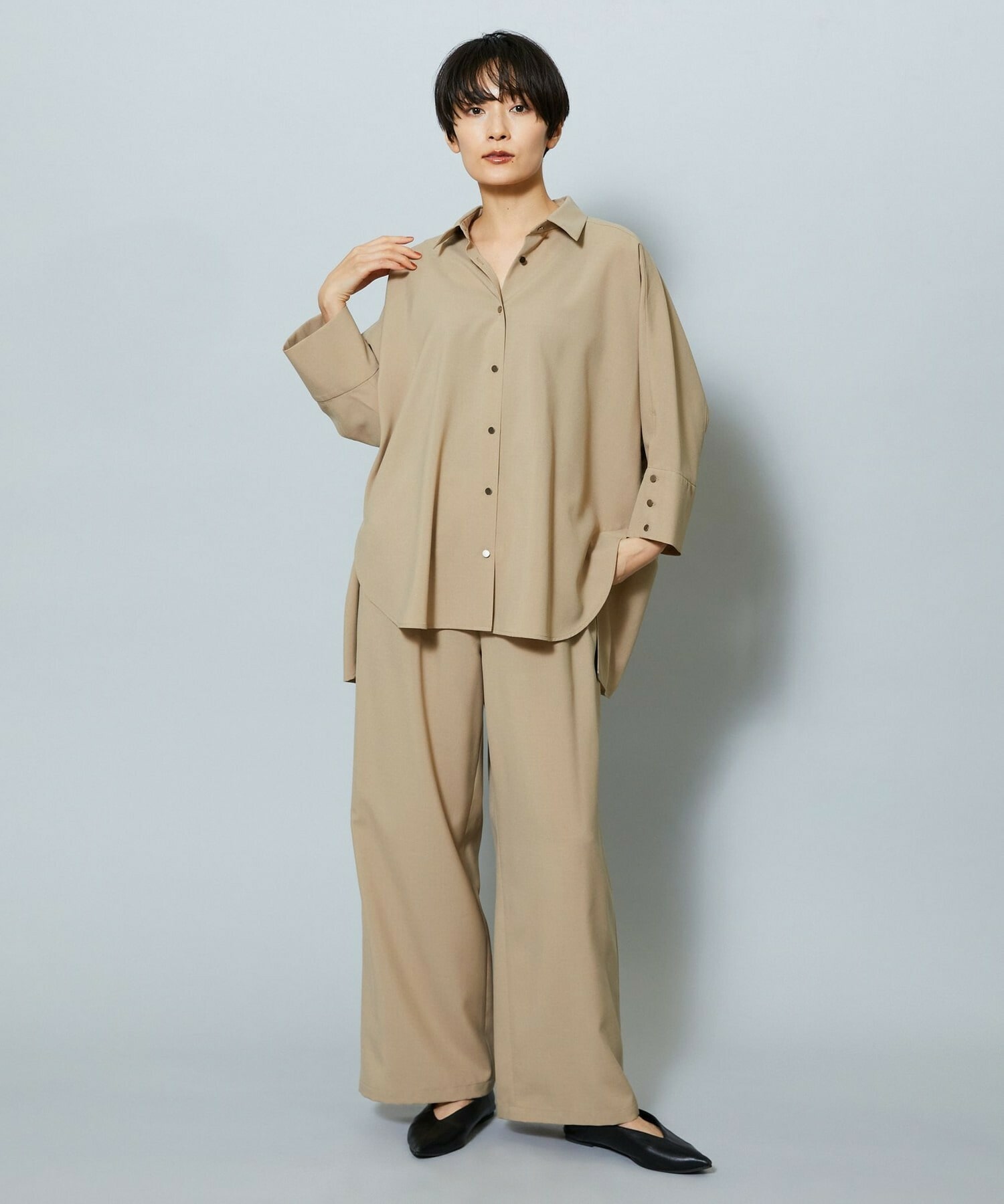 【MOGA】【Lサイズ】ドライトロワイドイージーパンツ 詳細画像 ベージュ 7